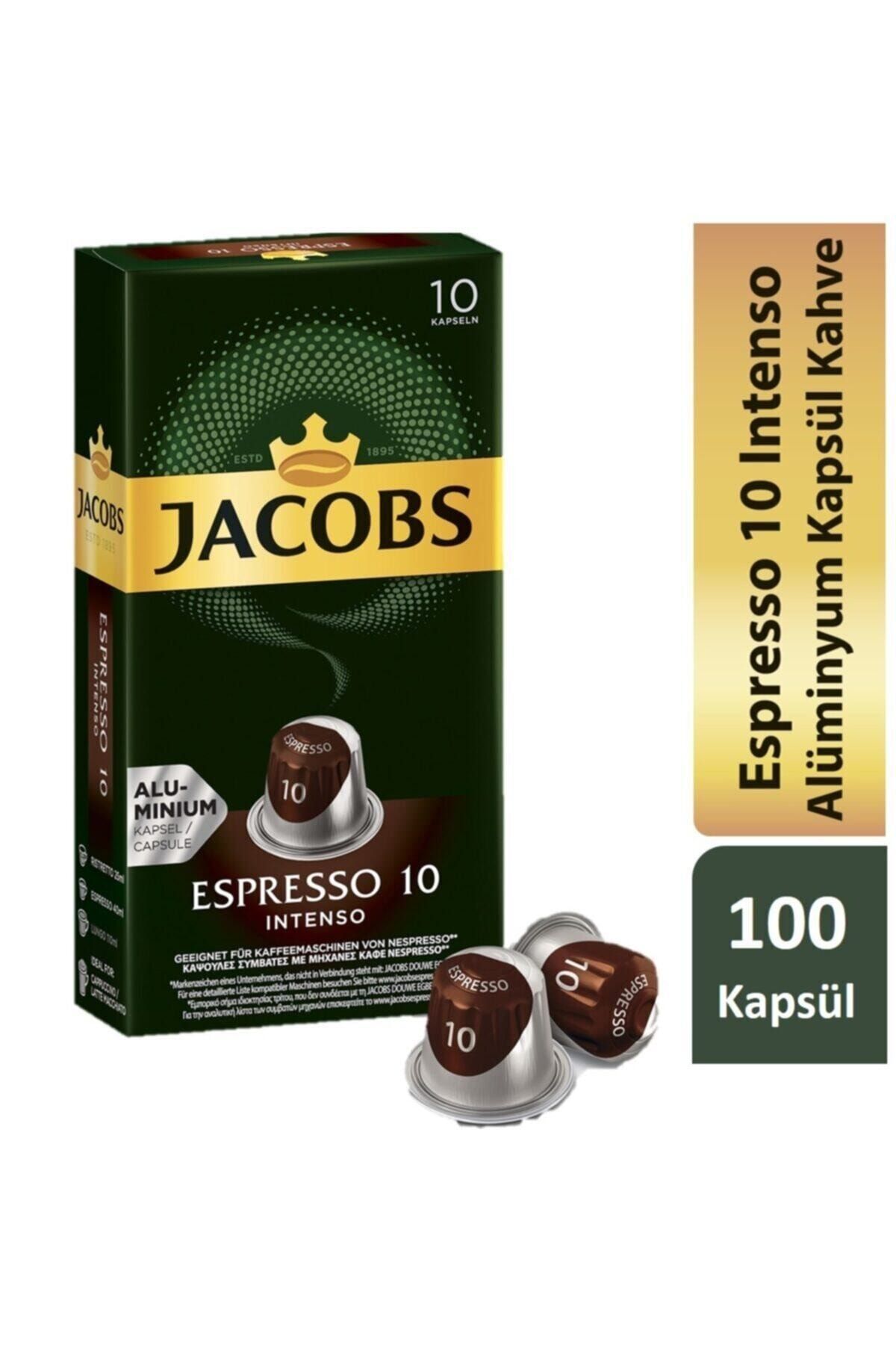 Jacobs Espresso 10 Intenso Nespresso Uyumlu Alüminyum Kapsül Kahve 10 Adet X 10 Paket