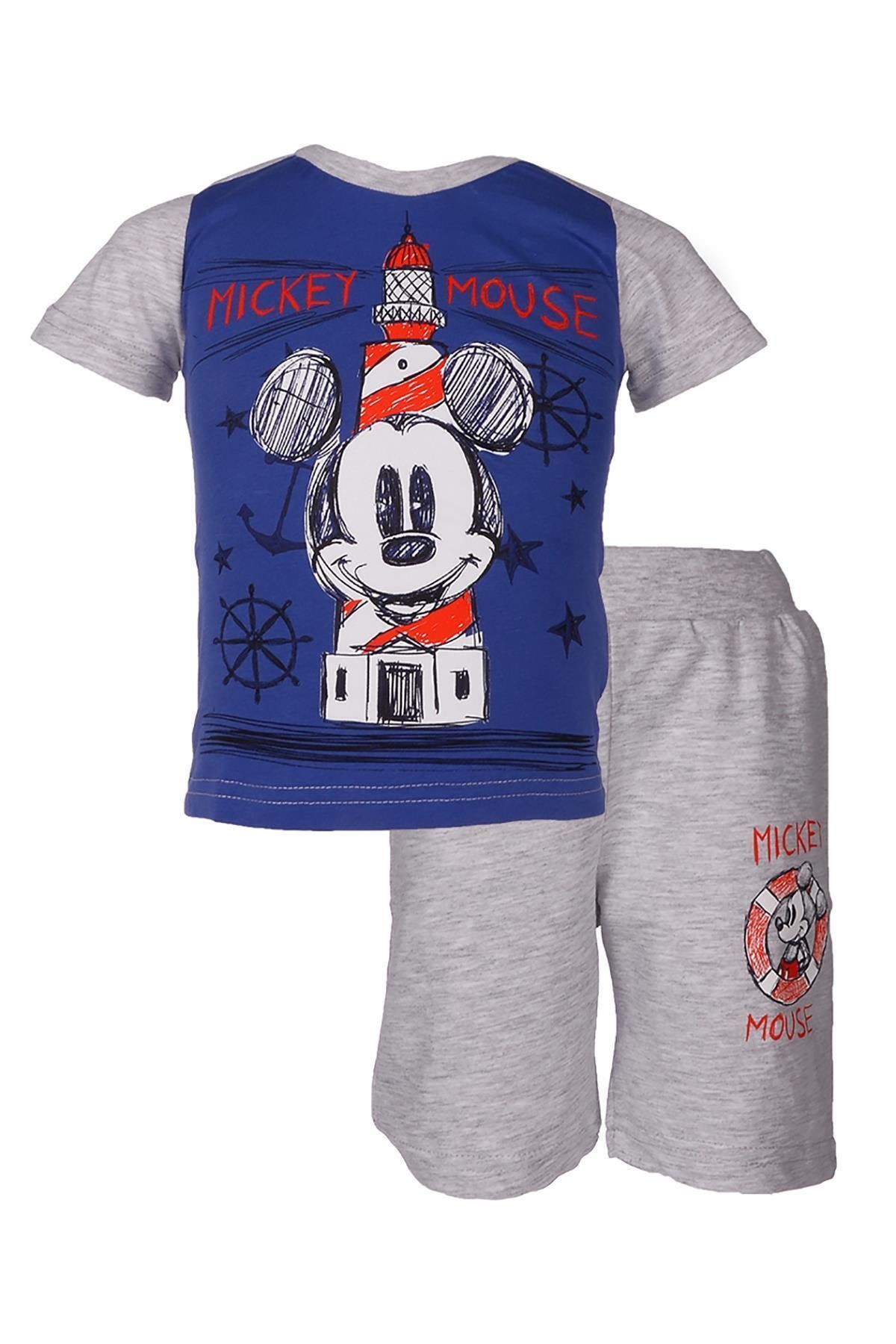 MICKEY Erkek Çocuk Mavi Lisanslı Mickey Mouse Pijama Takımı 1-8 Yaş L9550