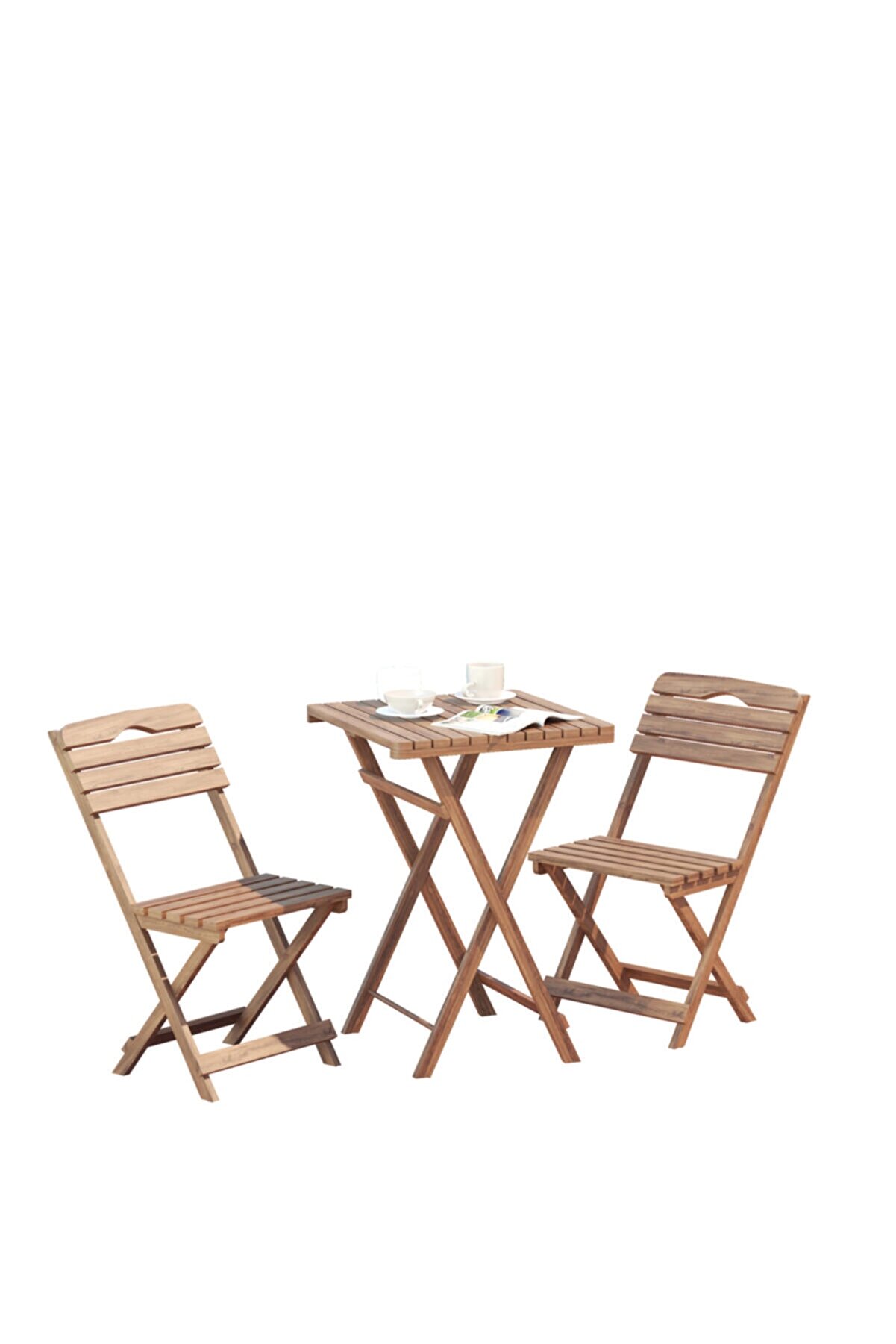 BAHTAŞ Balkon - Bahçe 3'lü Katlanabilir Bistro Set 2 Sandalye 1 Bahçe Masası
