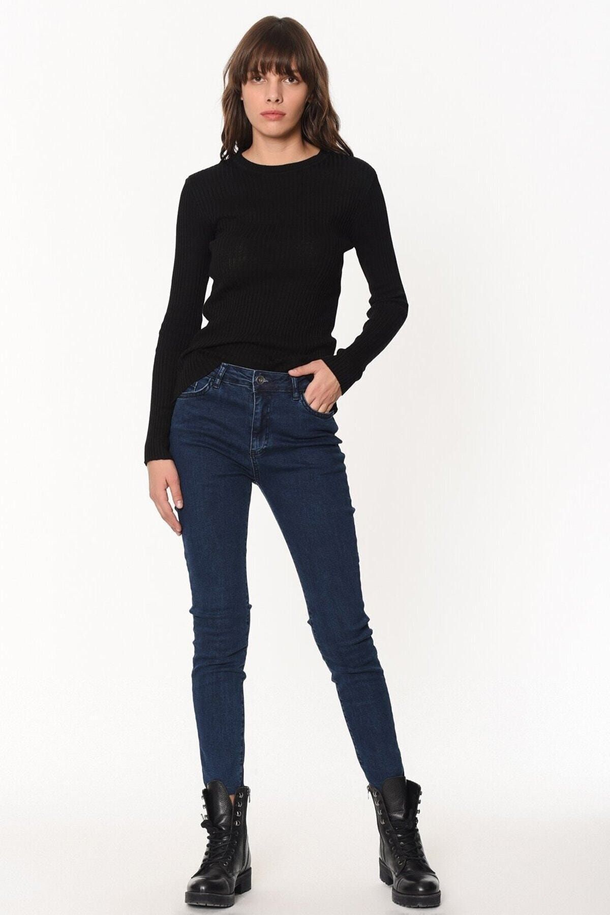 Loft Kadın Koyu Lacivert Jean Skinny Fit Pantolon