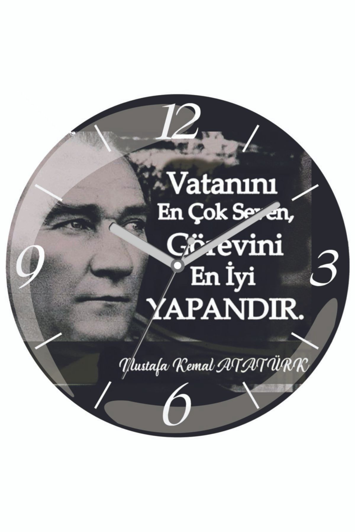 3M Atatürk Bombeli Gerçek Cam Duvar Saati