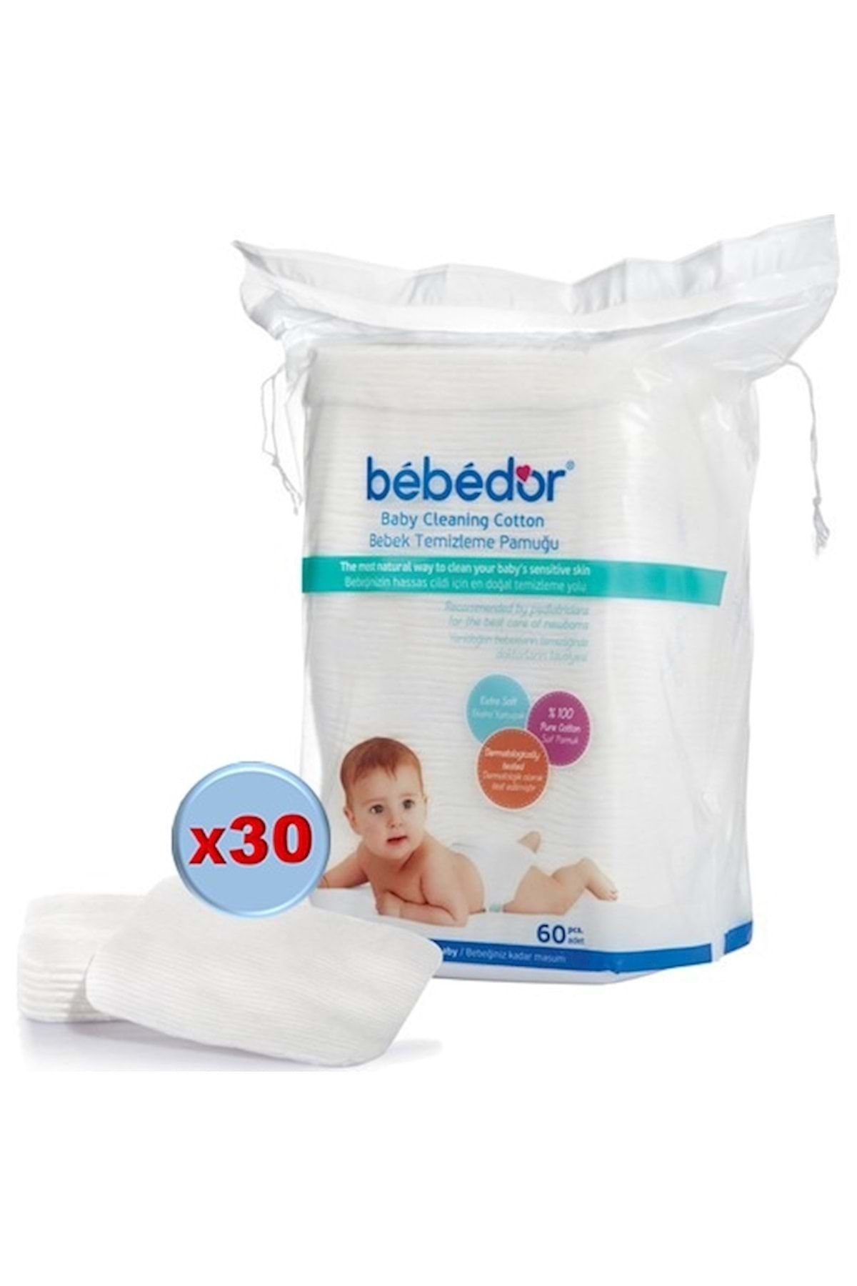 Bebedor Bebek Temizleme Pamuğu 1800 Adet (30paket*60)