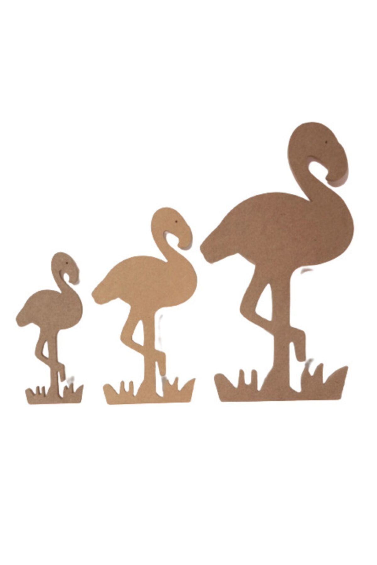 Hobi Dünya Ahşap Boyanabilir Mdf Dekoratif Flamingo-leylek Takımı 3'lü Set