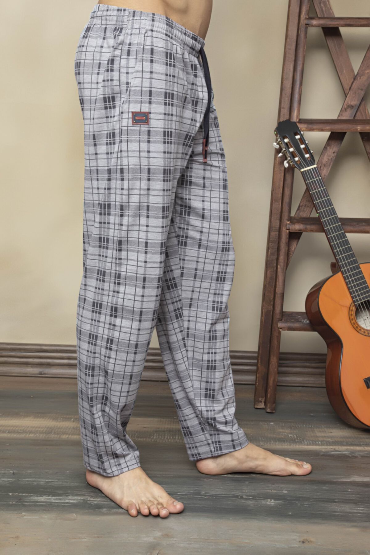 Genel Markalar Erkek Bordo Pamuklu Büyük Beden Pijama Altı 152b