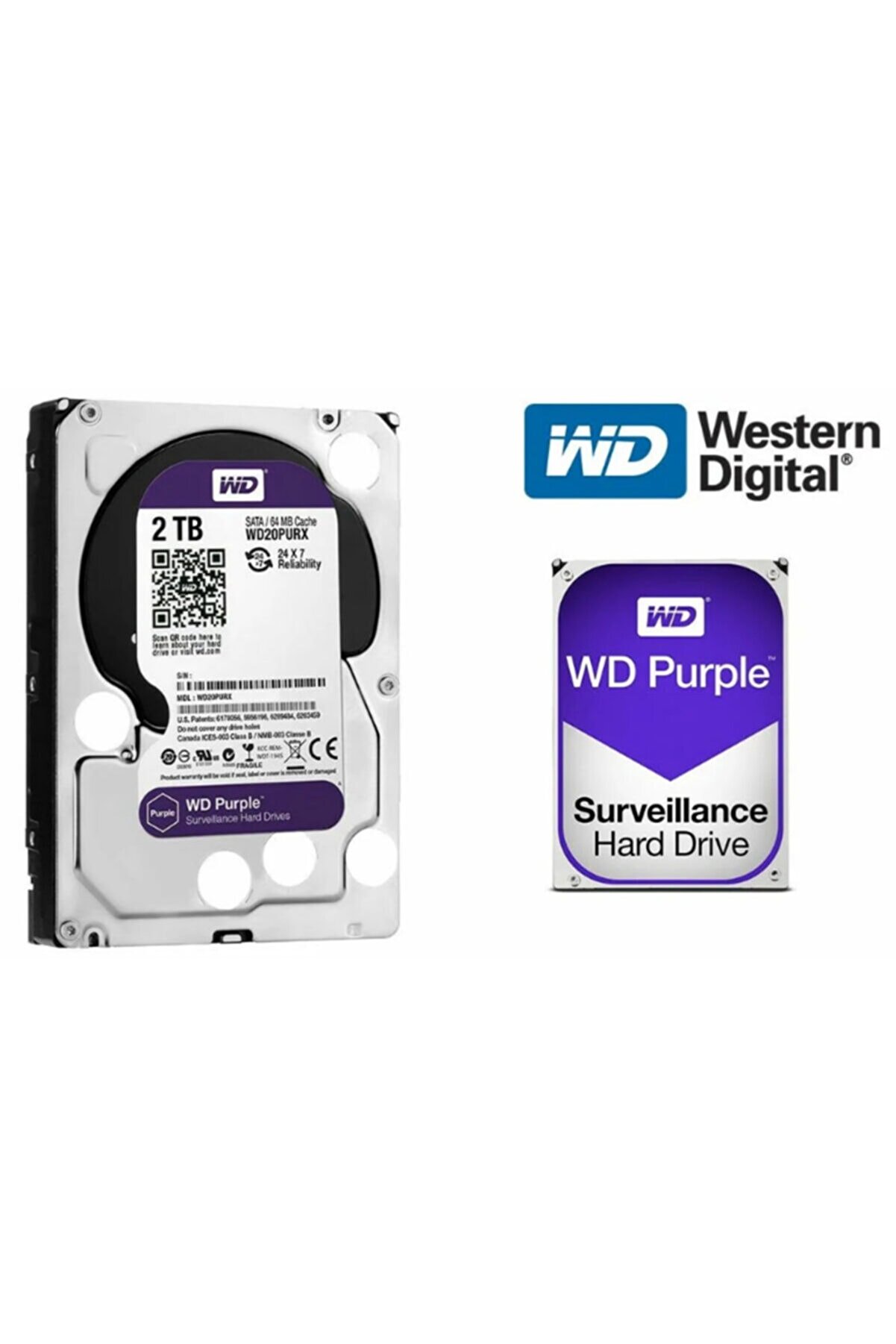 Seagate Wd Purple 2tb 3,5" Sata Iıı 6gbit/s 64mb 7/24 Güvenlik Kamerası Diski Wd20purx