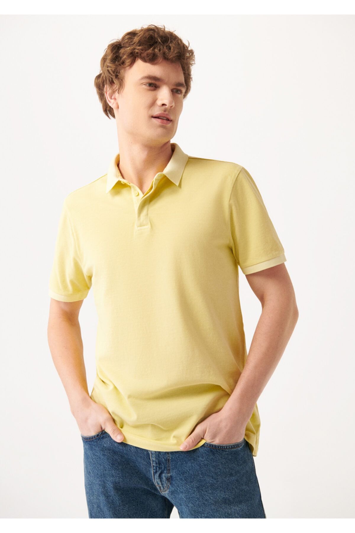 Mavi Sarı Polo Tişört Slim Fit / Dar Kesim 0610079-71285
