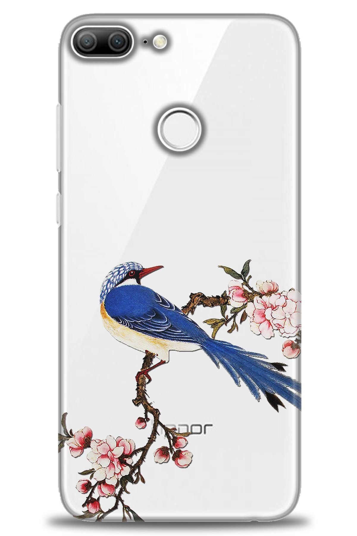 Noprin Huawei Honor 9 Lite Kılıf Hd Baskılı Kılıf - Çiçekli Kuş