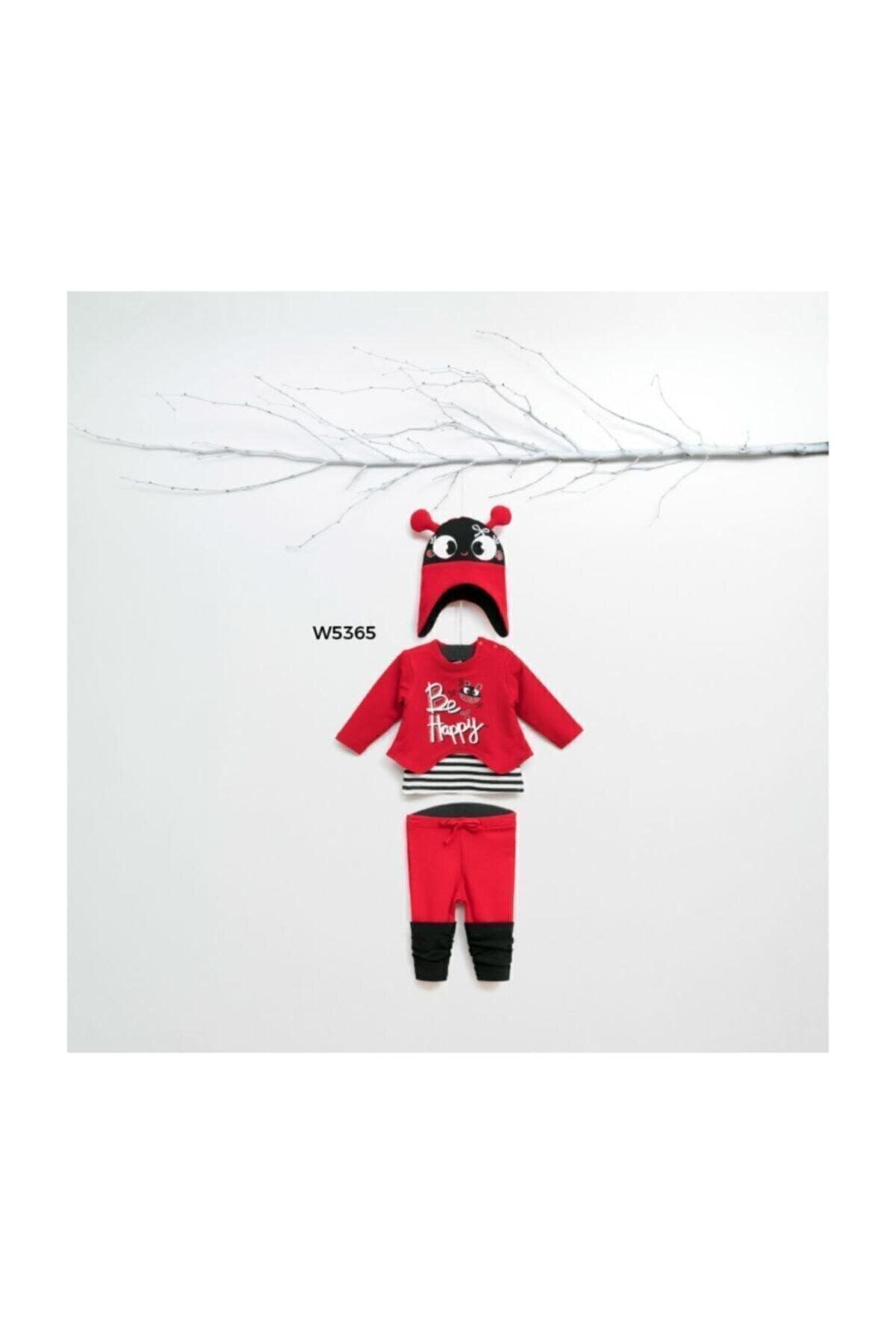 Wogi Kız Bebek Sweat Pantolon Şapka 3lü Takım 3-18 Ay Wg5365