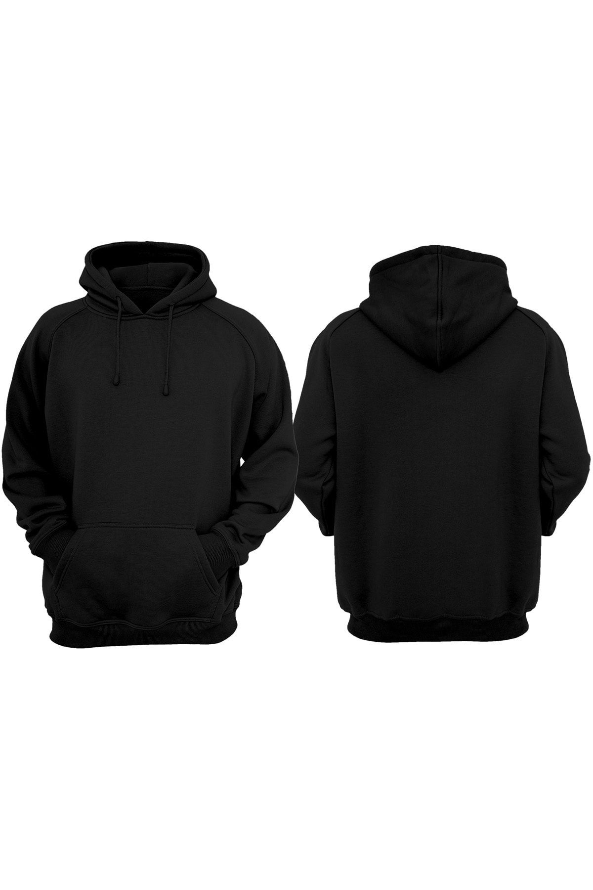 VectorWear Unisex Siyah Basic Sweatshirt %100 Pamuk Normal Kalıp Hoodie