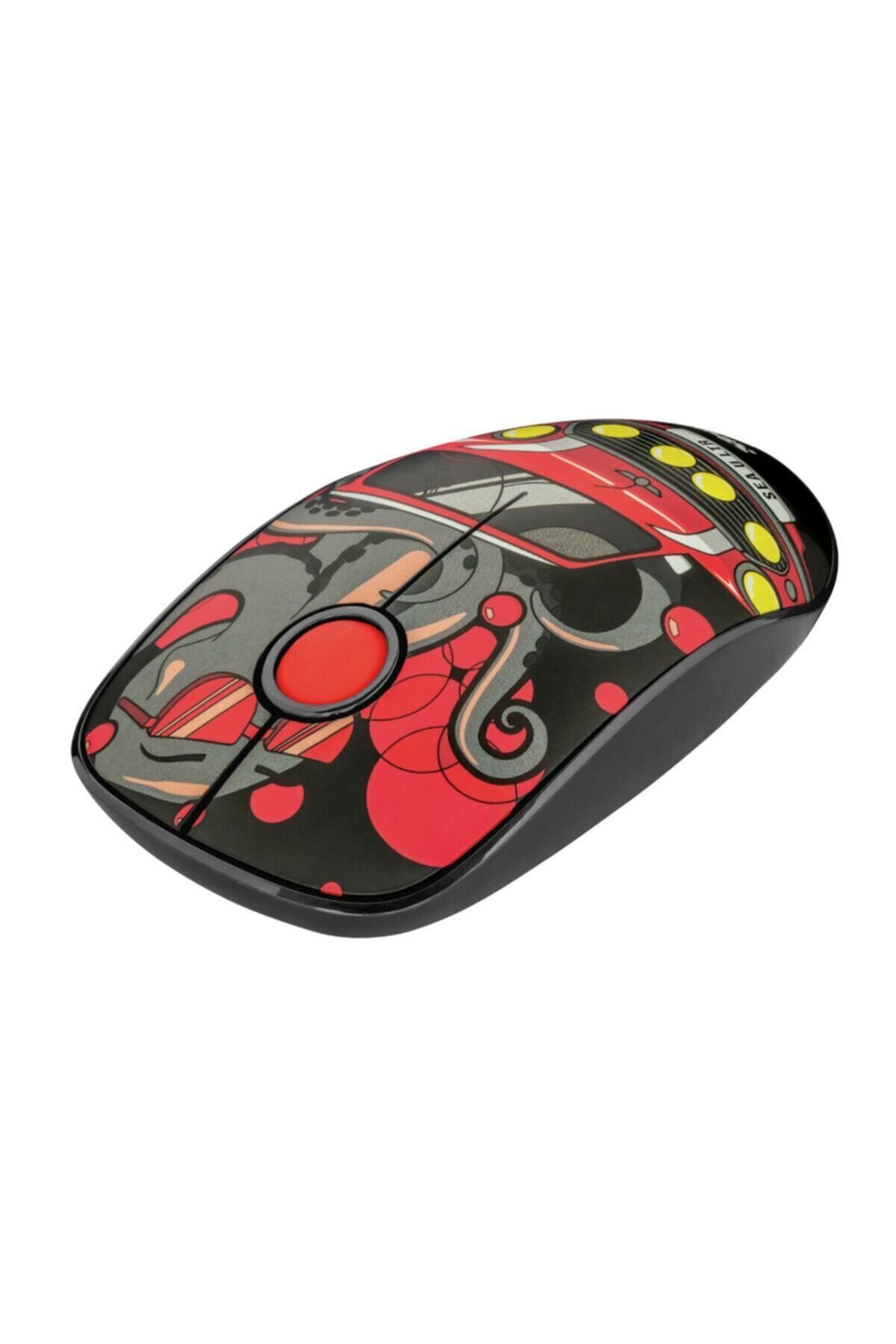 Trust 23336 Sketch Sessiz Click Kablosuz Kırmızı Desenli Mouse