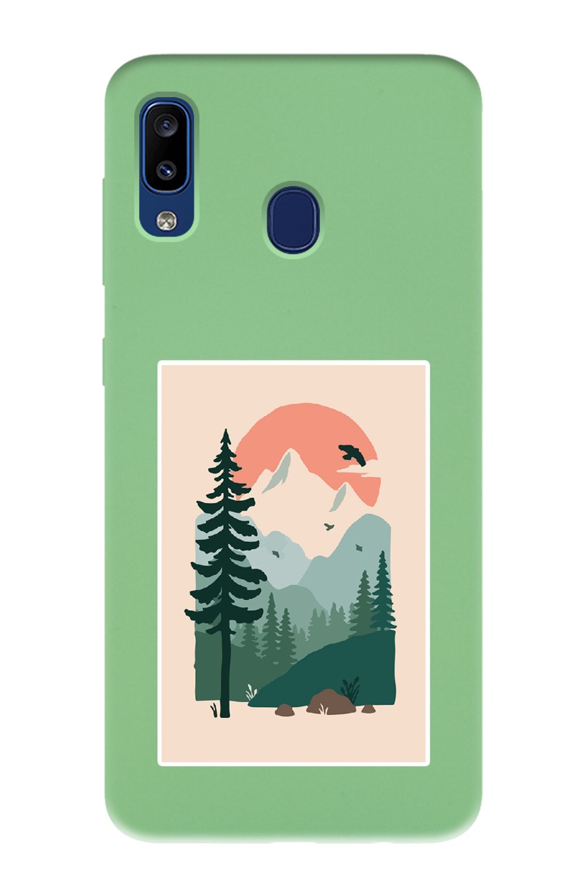 Spoyi Samsung A20 - A30 Uyumlu Lake Forest Tasarımlı Yeşil Lansman Telefon Kılıfı