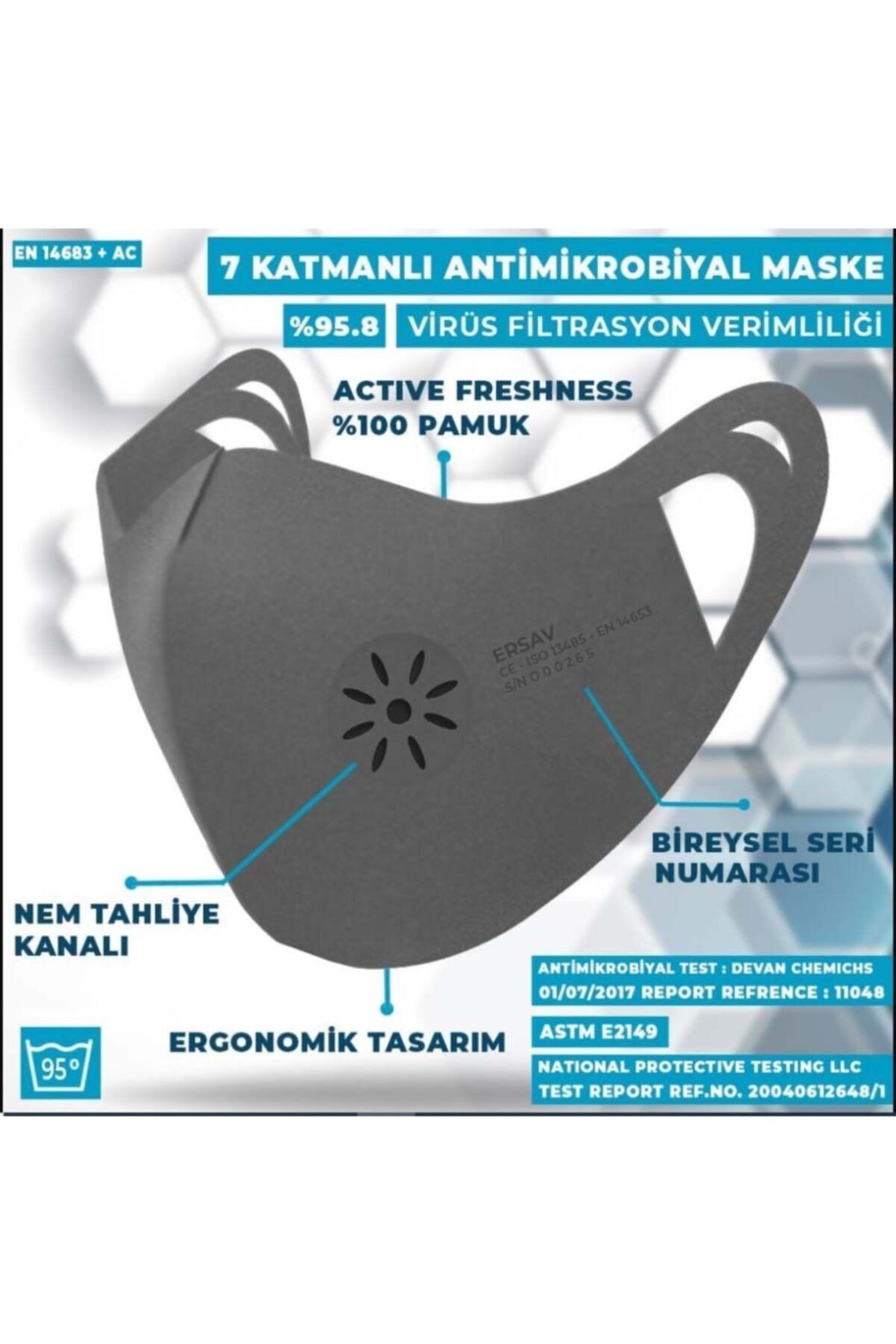 Ersav Antimikrobiyal 7 Katmanlı Bariyer Maske