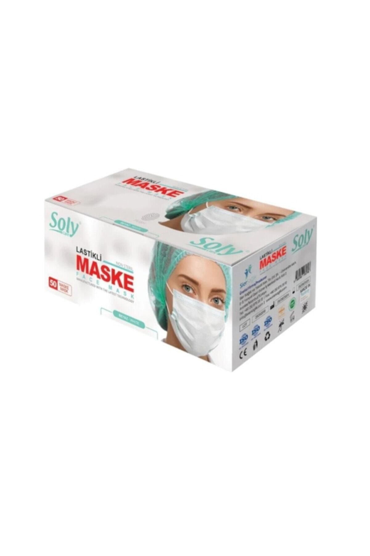 Soly Care Meltblown 3 Katlı Full Ultrasonic Telli Maske Beyaz 50 Adet