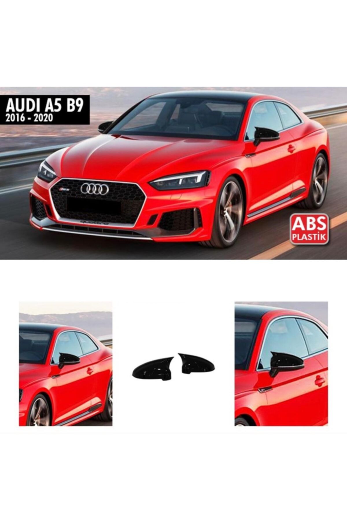 Dynamic Audi A5 B9 Yarasa Ayna Kapağı Batman Ayna 2016-2020 Parlak Siyah