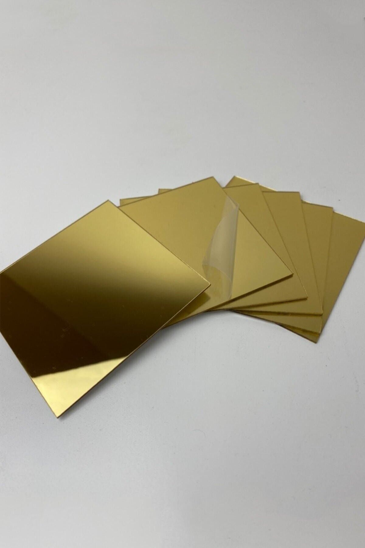 dekoralife Dekoratif Pleksi Ayna Gold(kendinden Yapışkanlı) 20x20 4 Adet