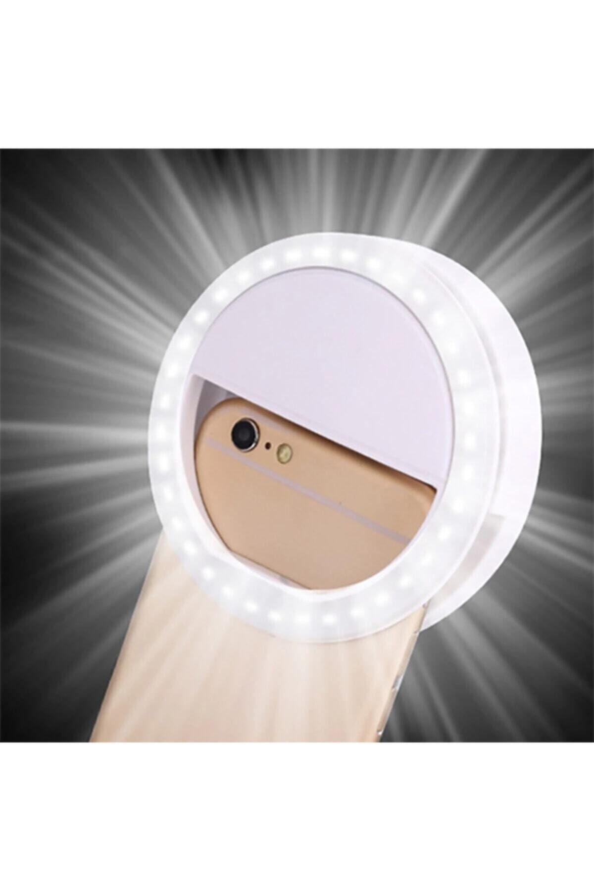 Zore Youtuber Led Selfie Led Işıklı Telefon Tutucu Makyaj Işığı Ring Light Usb Girişli