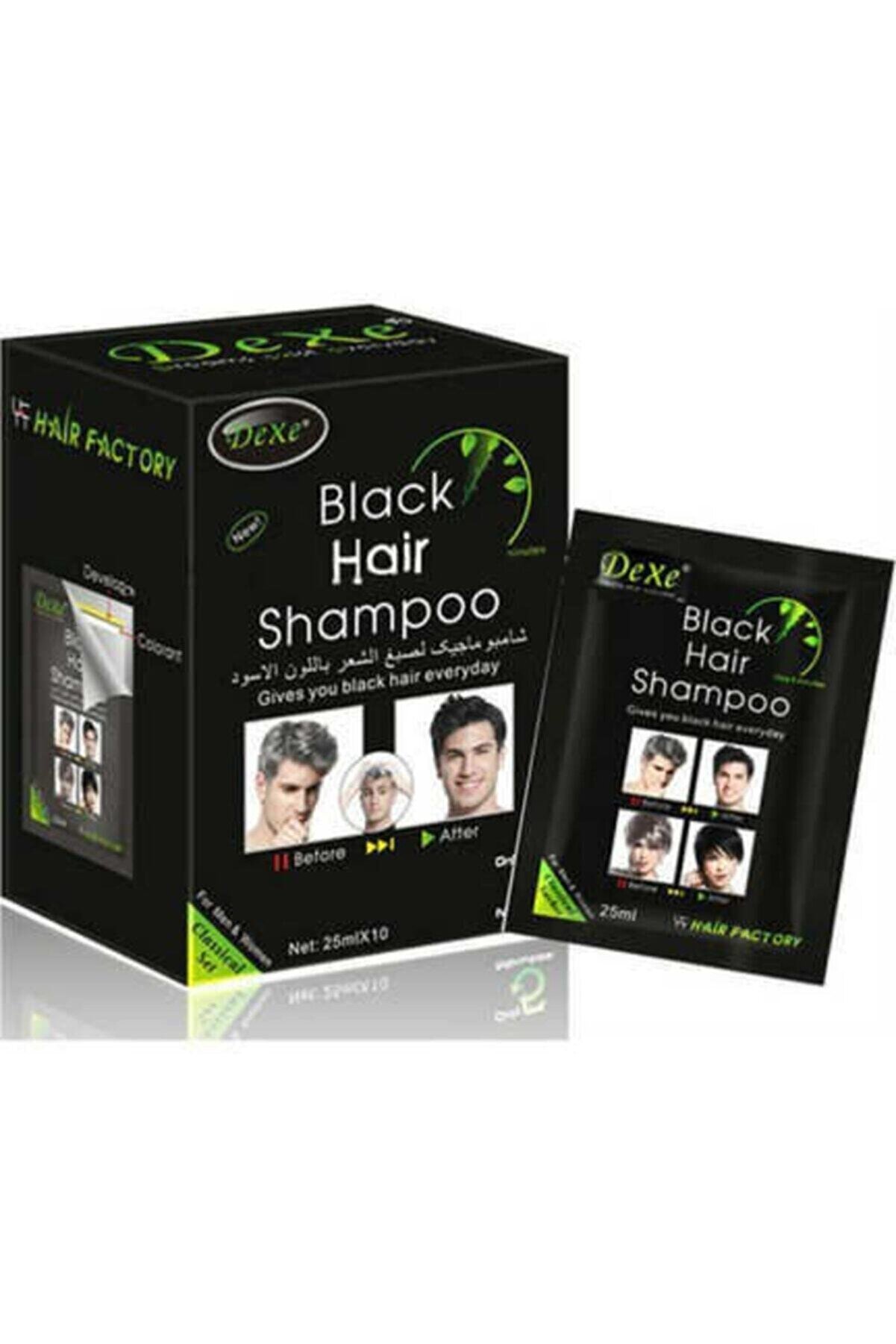 Dexe Black Hair Beyaz Kapatıcı Şampuan Siyah Renk 25ml*10 Lu Tek Kullanımlık