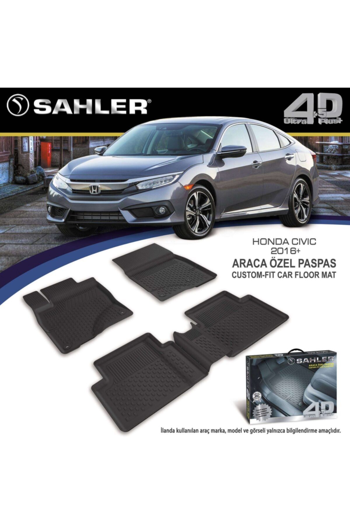 Sahler Honda Civic Havuzlu Paspas 4d 2017 Sedan Hb Uyumlu
