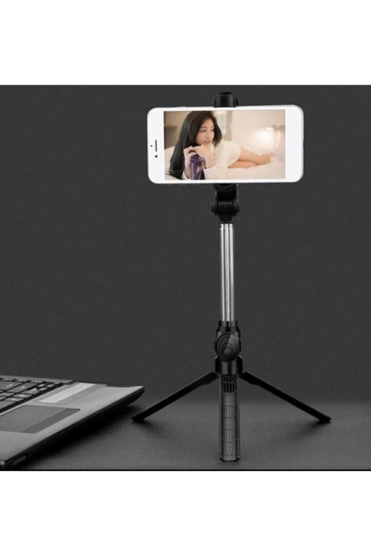 Twinix Siyah Kablosuz Kumandalı Telefon Selfie Çubuğu Monopad Ayaklı Tripod Bluetooth