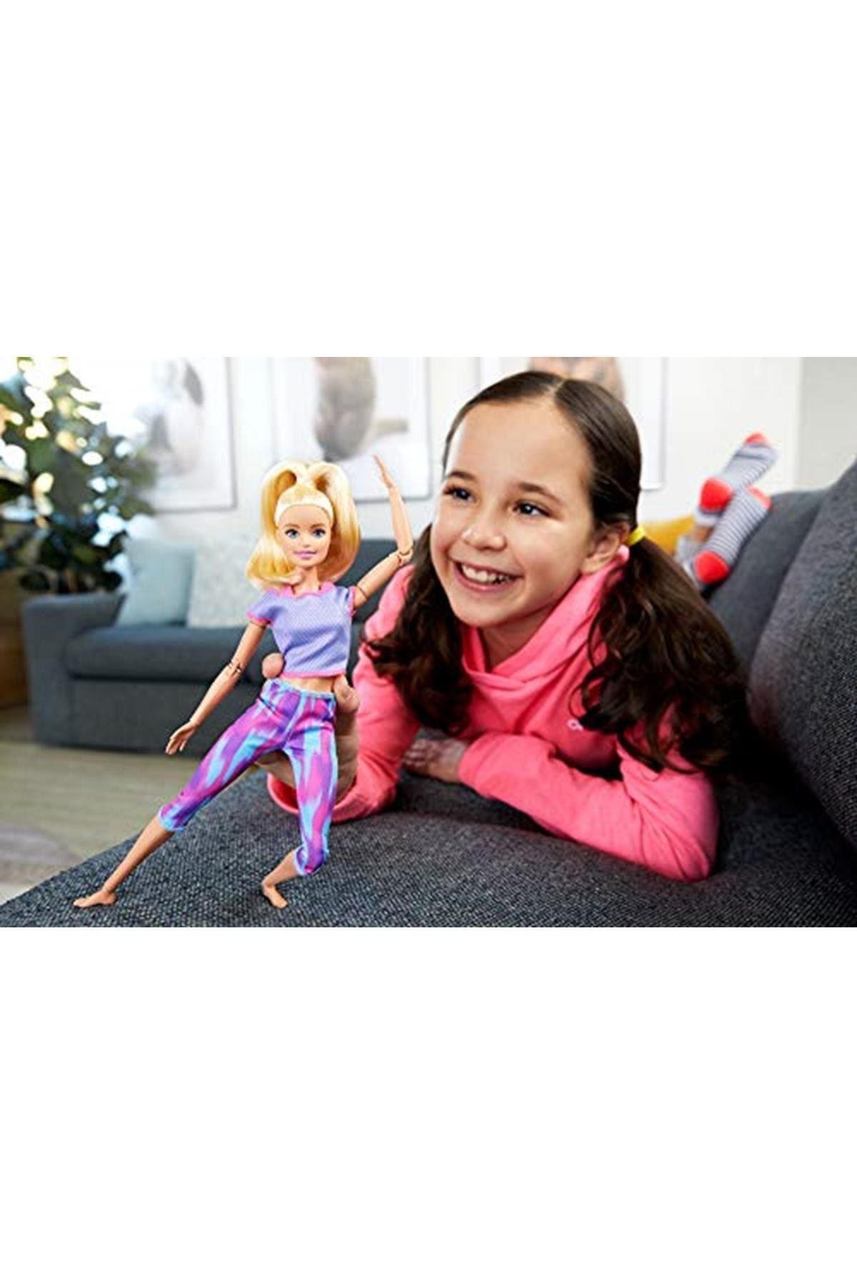 Barbie Sonsuz Hareket Bebeği Mor Renkli Spor Kıyafeti Ile Sarışın Uzun Saçlı Bebek