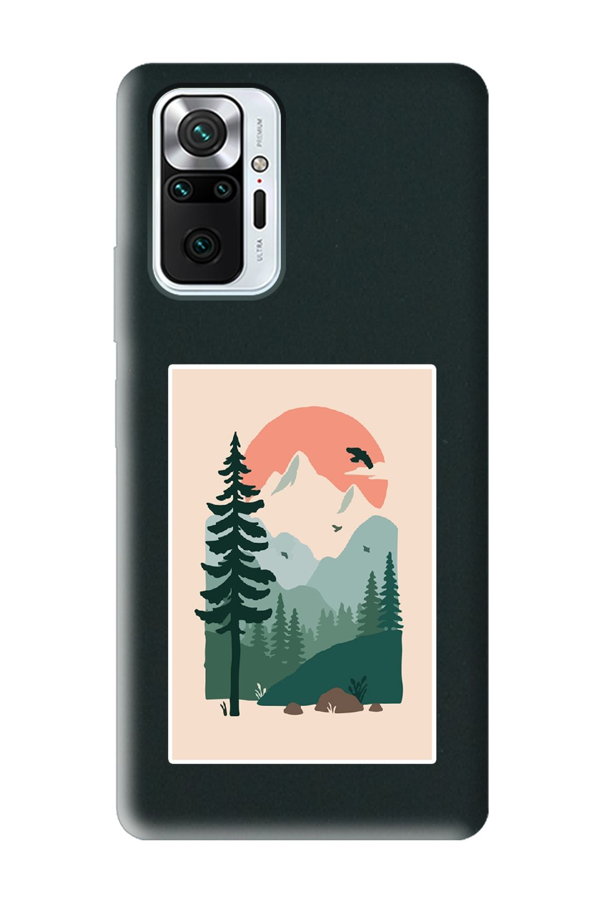 Spoyi Xiaomi Redmi Note 10 Pro - Max Uyumlu Lake Forest Tasarımlı Siyah Lansman Telefon Kılıfı