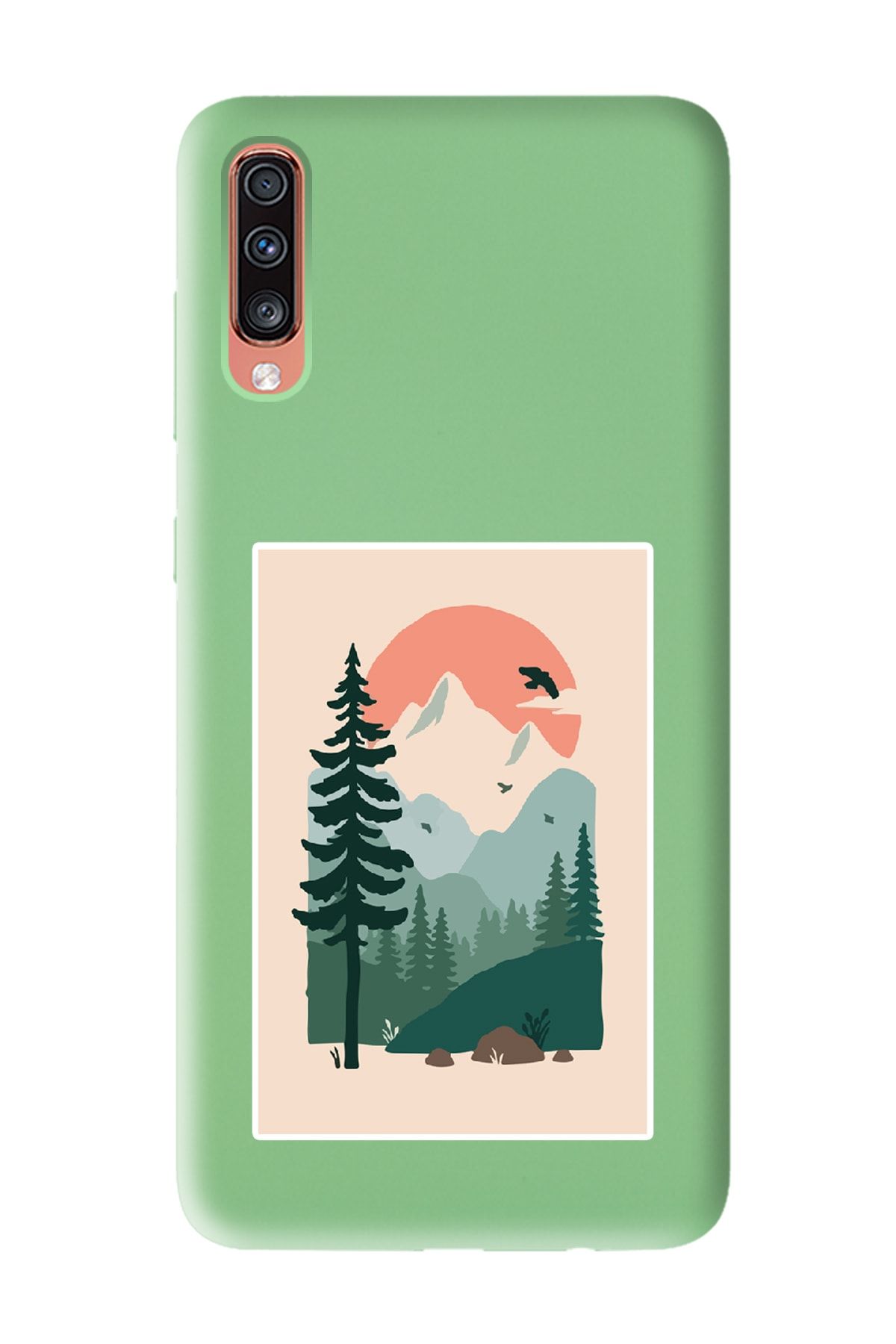 Spoyi Samsung A70 Uyumlu Lake Forest Tasarımlı Yeşil Lansman Telefon Kılıfı