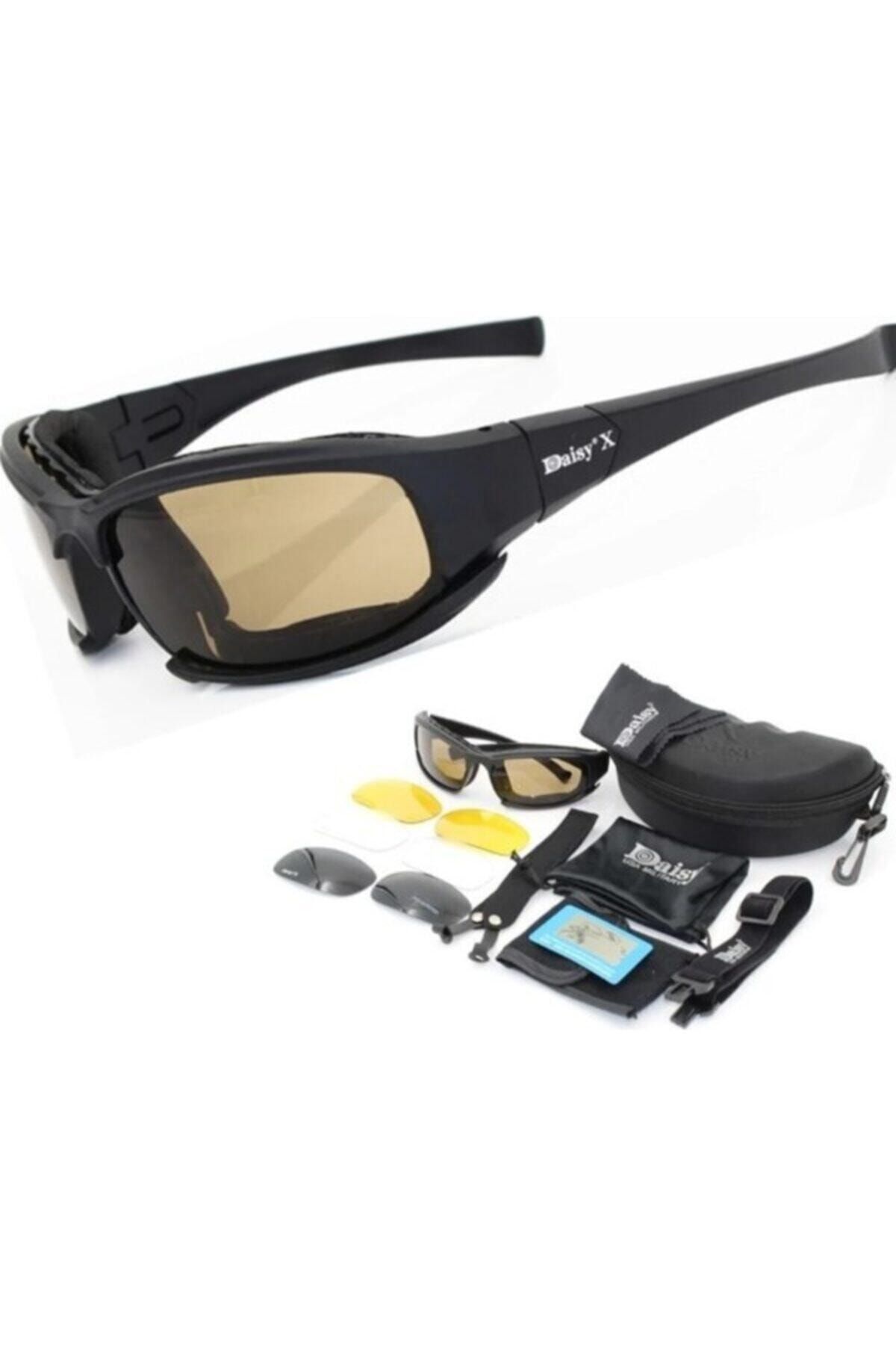 Daisy X7 Uv400 Polarize Değişebilir 4 Lensli Motorsiklet Gözlüğü