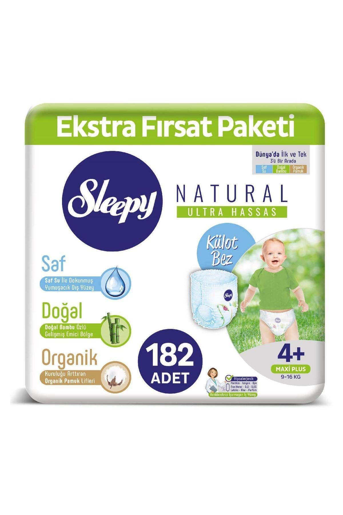 Sleepy Natural Külot Bez 4 Numara Maxi Plus Ekstra Fırsat Paketi 182 Adet
