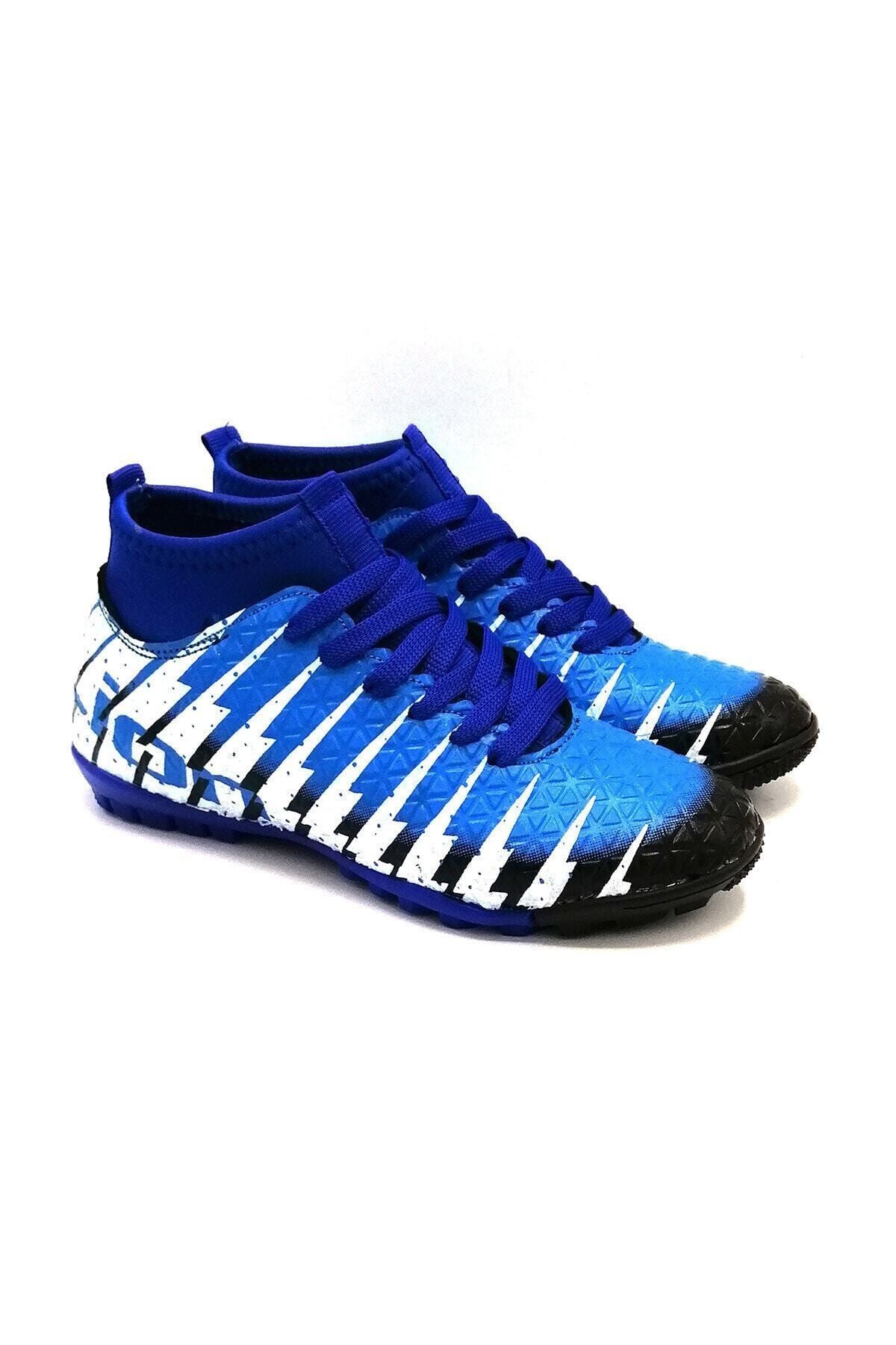 Lion Erkek Siyah Sax Çoraplı Halısaha Futbol Ayakkabısı 1453 Mavi