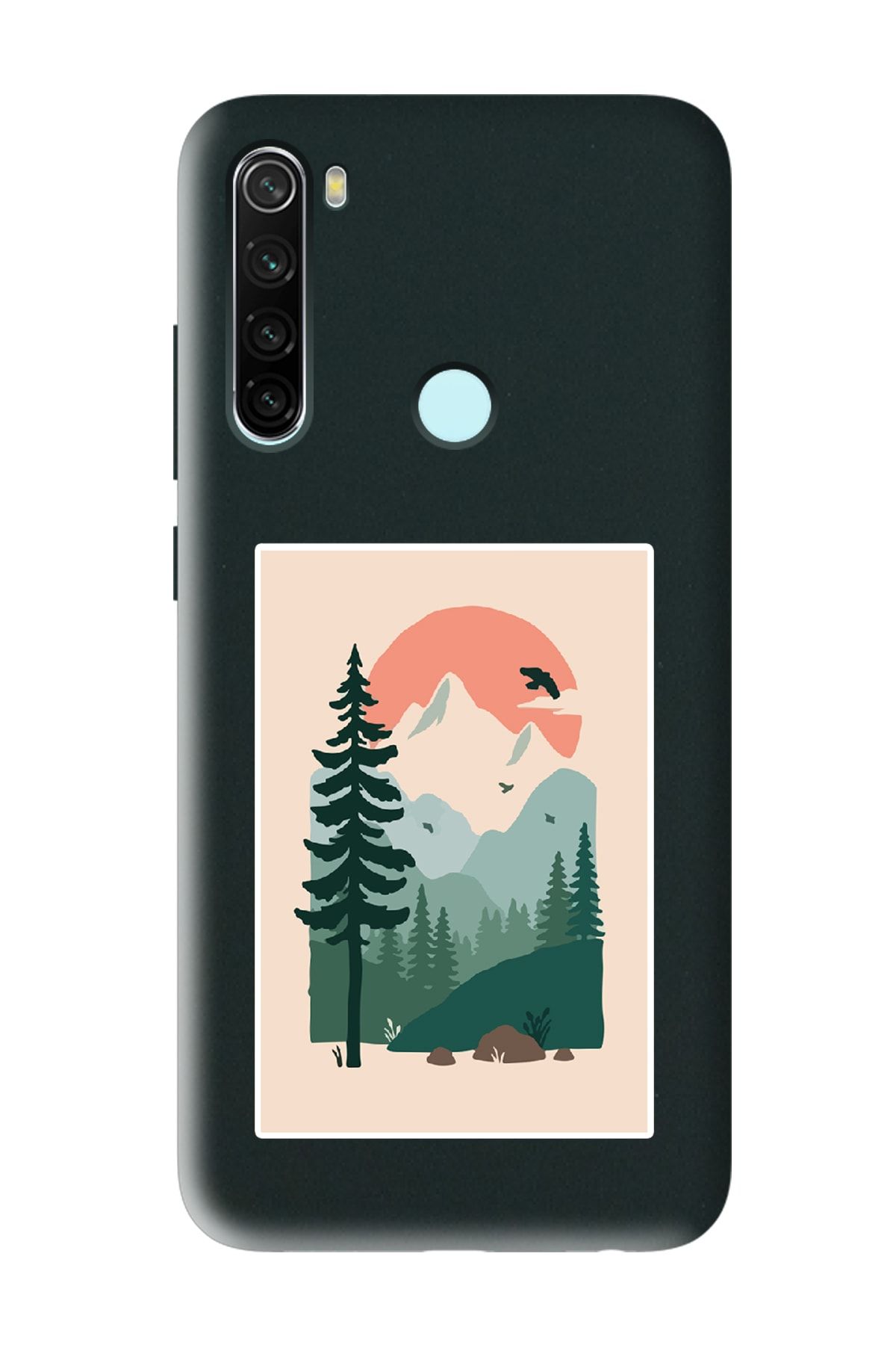 Spoyi Xiaomi Redmi Note 8 Uyumlu Lake Forest Tasarımlı Siyah Lansman Telefon Kılıfı