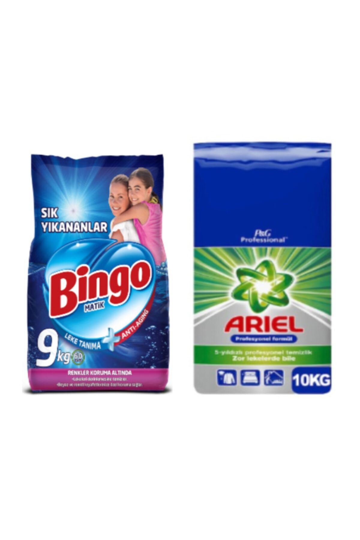 Bingo 9 kg + Ariel Beyazlar İçin 10 kg Toz Çamaşır Deterjanı