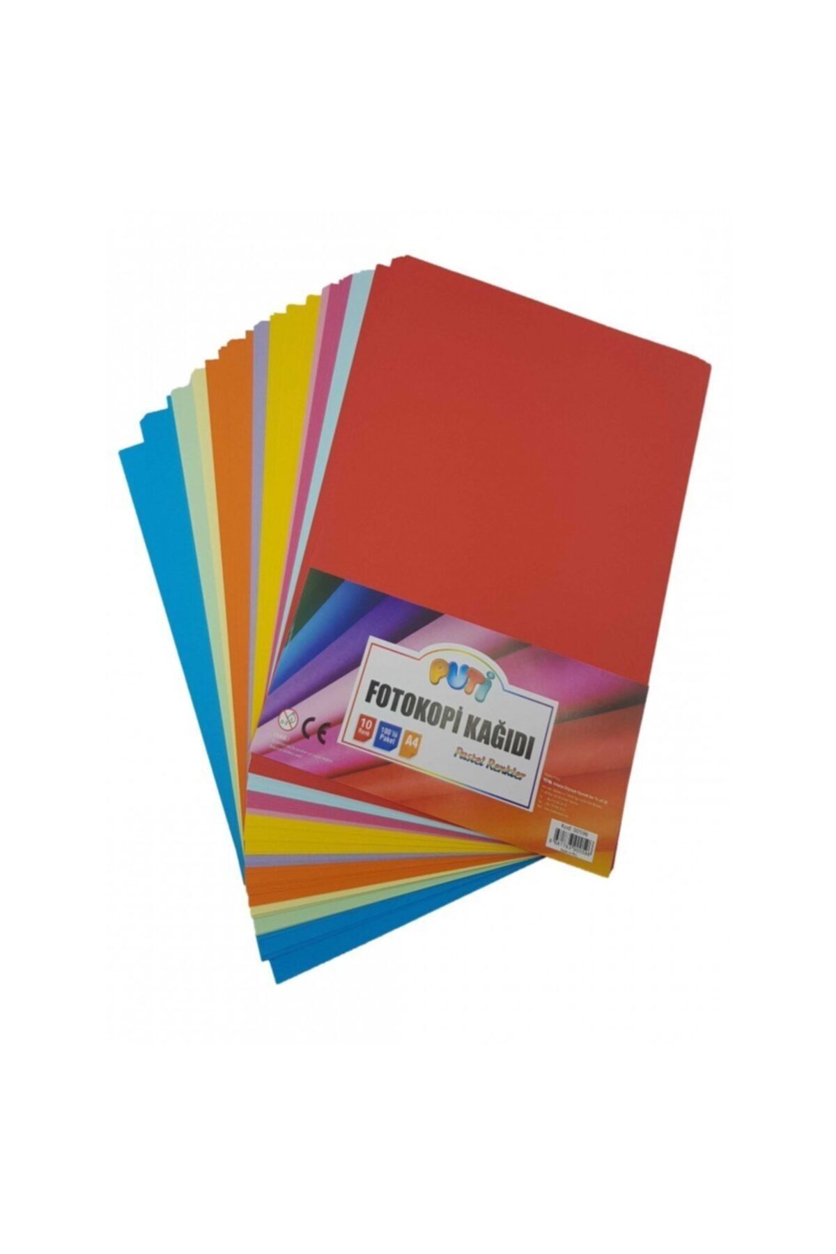 Puti Fotokopi Kağıdı Fosforlu Ve Pastel Renkler 200 Adet 10 Renk
