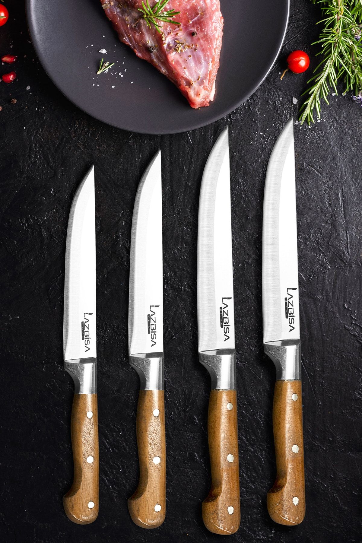 LAZBİSA Mutfak Bıçak Seti Et Ekmek Sebze Meyve Bıçak 4 Lü Set