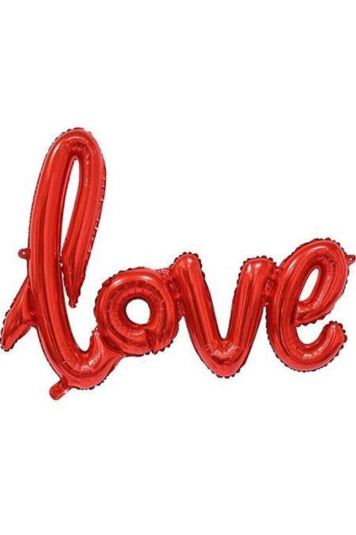 Deniz Party Store Kırmızı Love El Yazısı Folyo Balon