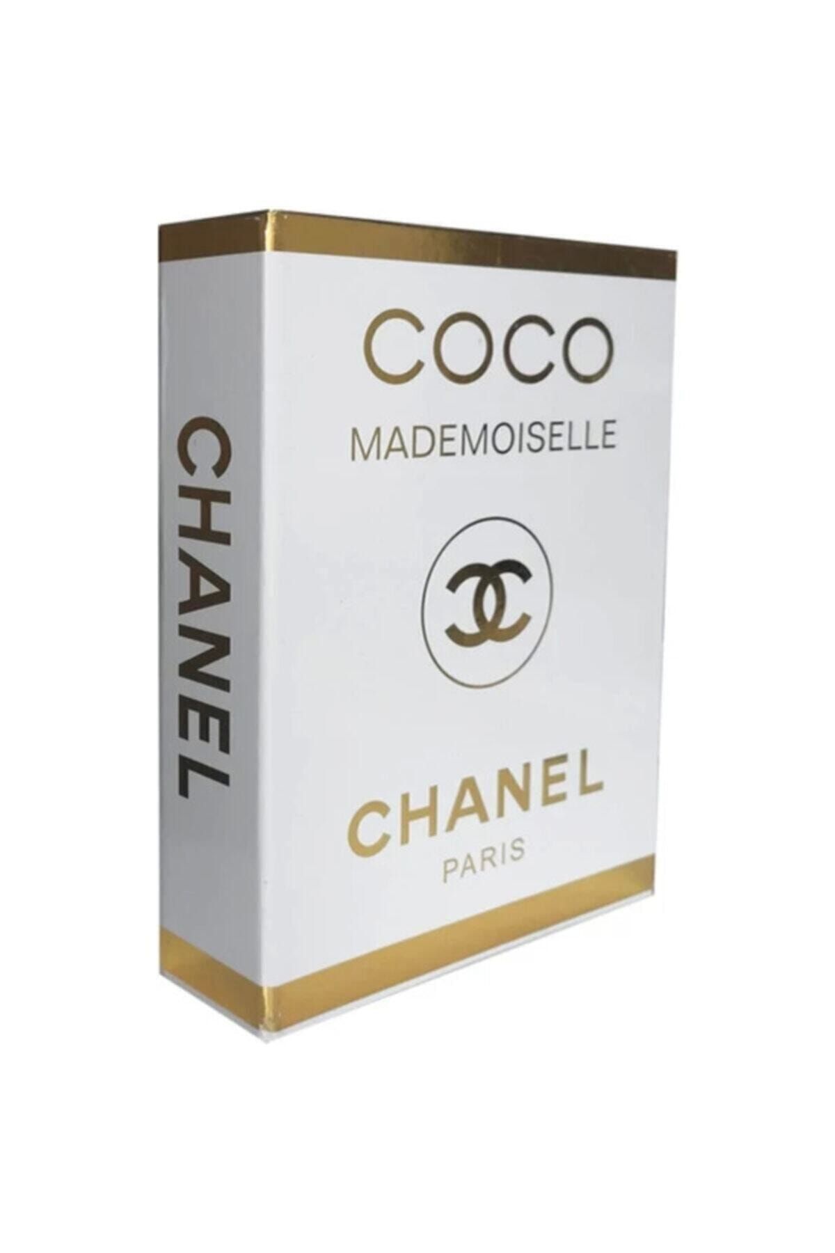 DE HOME Chanel Coco Mademoiselle Dekoratif Kitap Kutu - Gold/beyaz