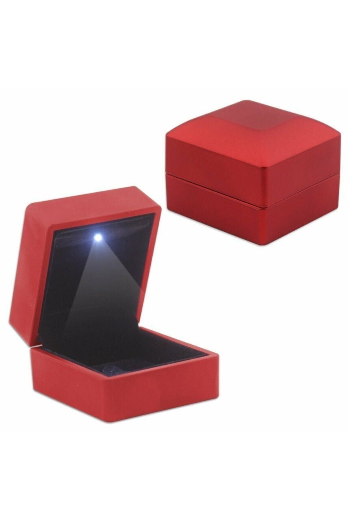 Tesbihgram Işıklı Kırmızı Renk Yüzük/alyans Kutusu