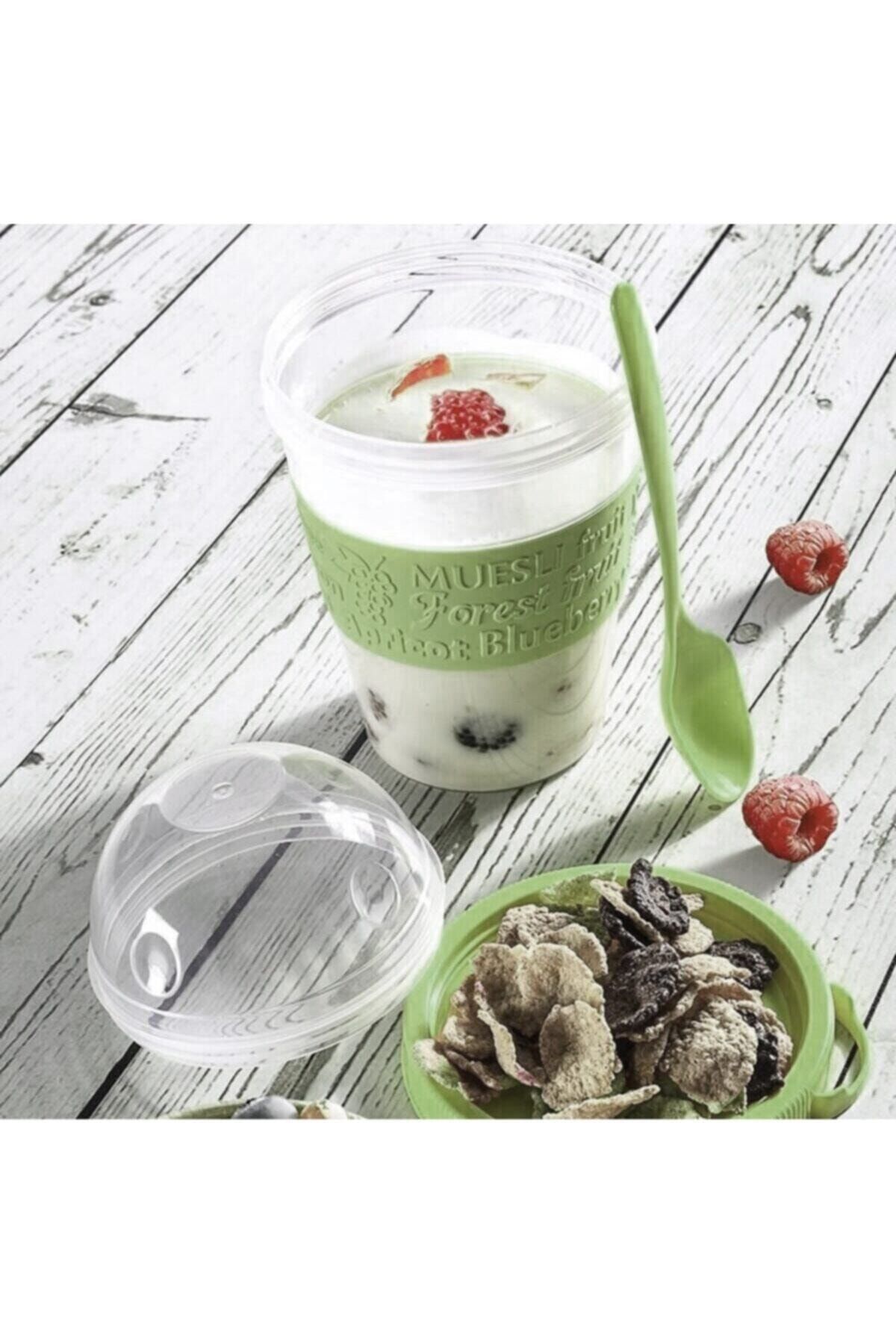 Titiz Leva House Yoğurt Bardağı Kaşıklı Meyve Haznelı Taken Yoğurt Kabı