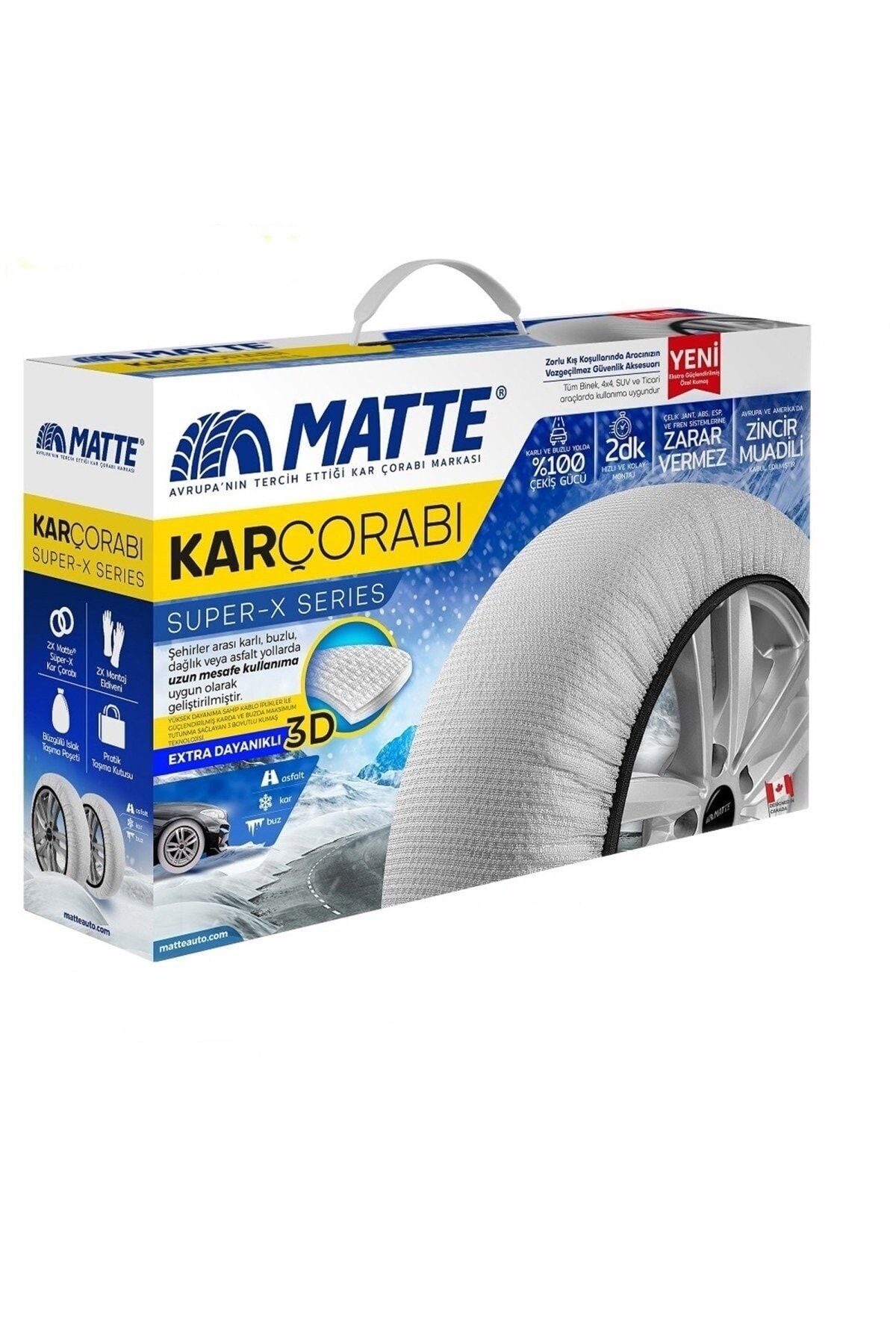 Matte Super X 175/75/15 Large Size 66 Orijinal Oto Kar Çorabı 2 Lastik Için