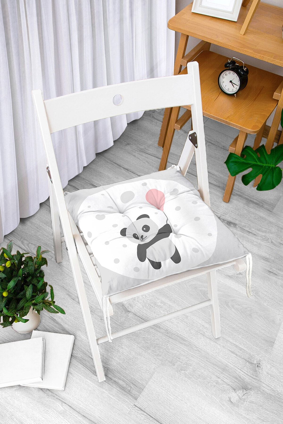 Realhomes Sevimli Panda Tasarımlı Dijital Baskılı Çocuk Odası Pofidik Sandalye Minderi