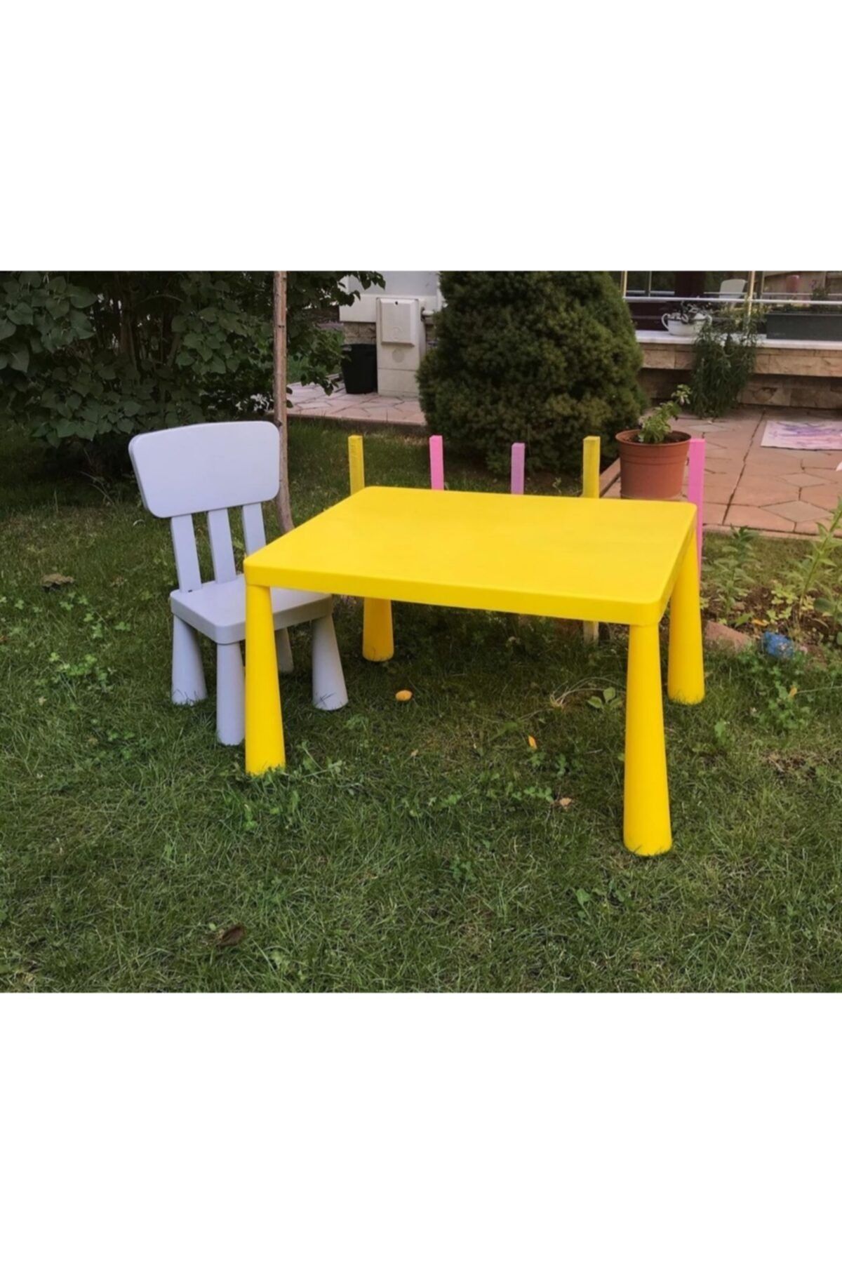zengi plastik Sarı Mammut Çocuk Masa Ve Gri Sandalye