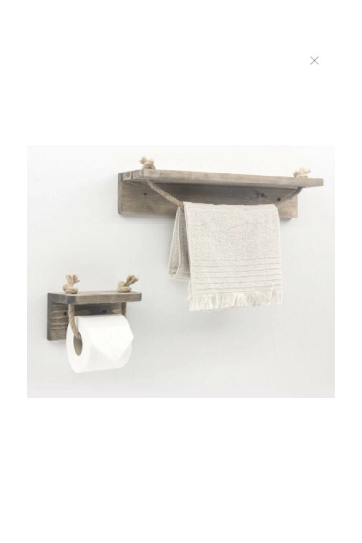 Dkm Dizayn Banyo Seti Ahşap Banyo Rafı Tuvalet Kağıtlığı Masif Ahşap Banyo Havluluk Havlu Rafı