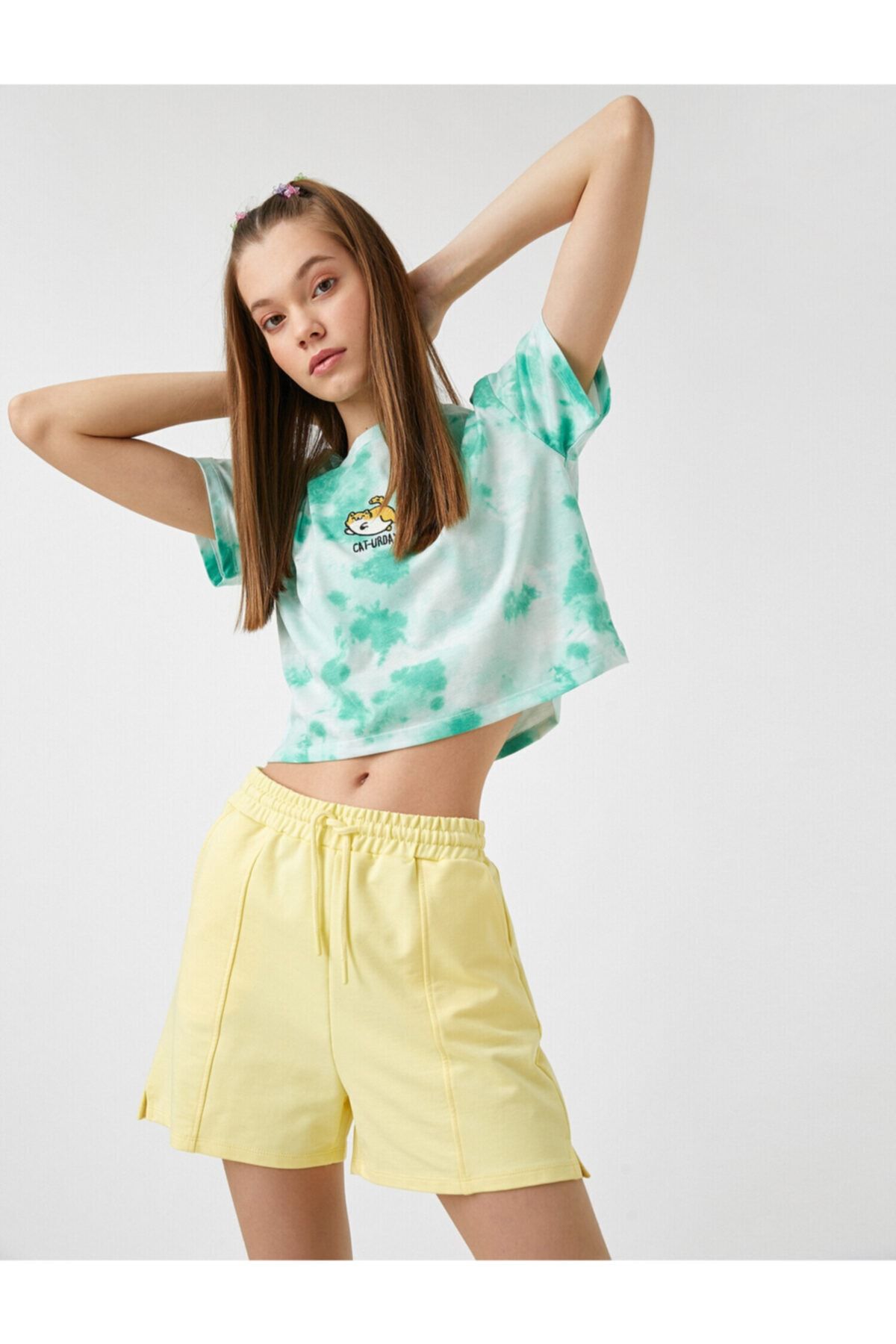 Koton Kadın Yeşil Kısa Kollu Batik Tişört