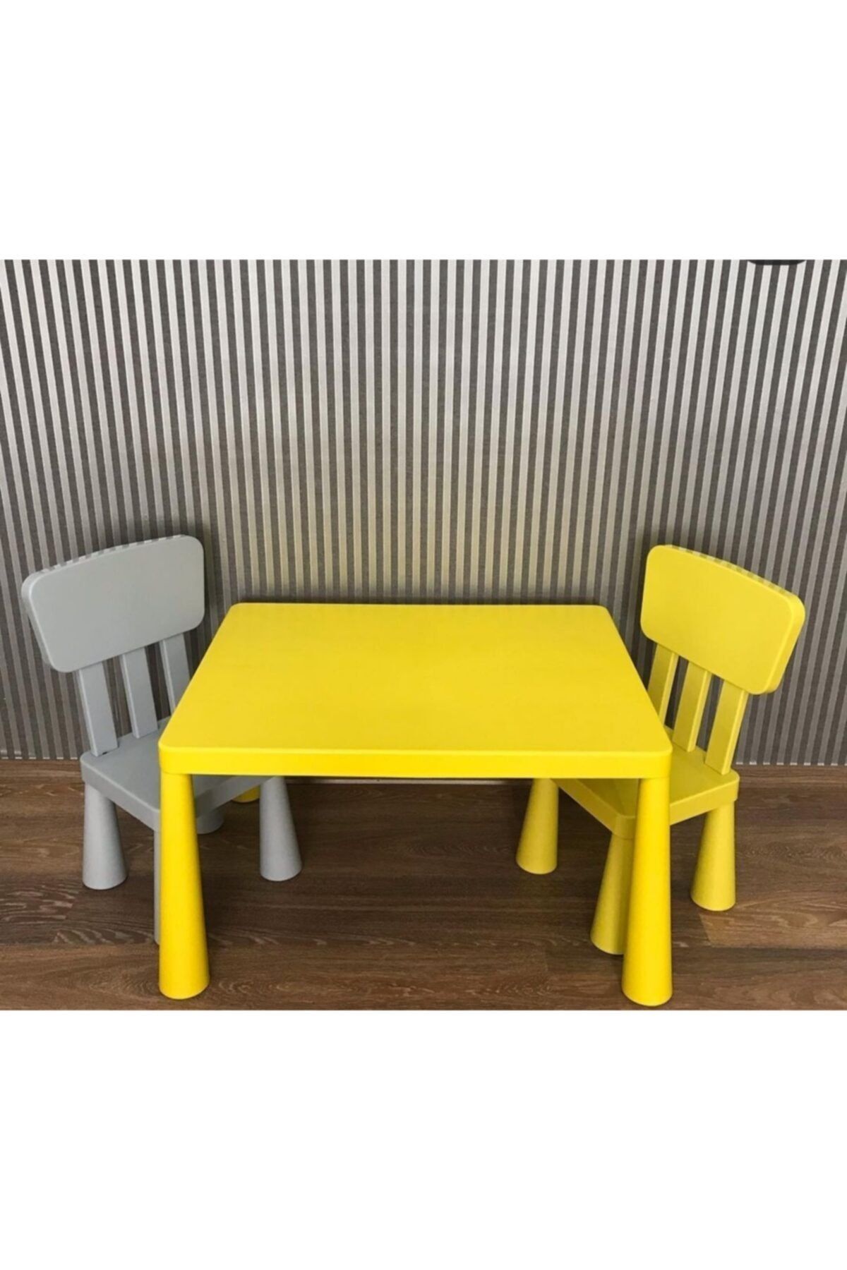 zengi plastik Sarı Mammut Çocuk Masası Sarı Gri Sandalye Takımı