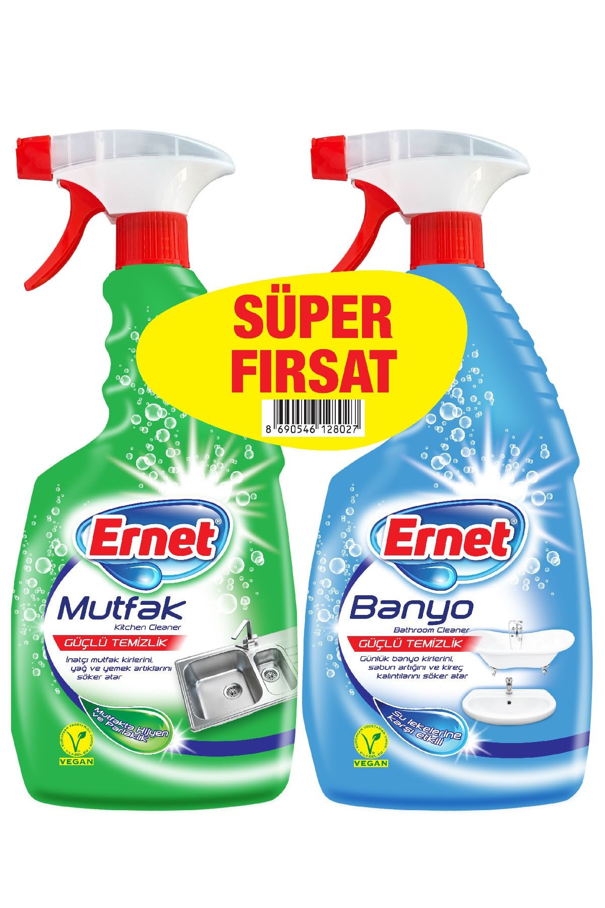 Ernet Mutfak Temizleyici 750 ml + Banyo Temizleyici 750 ml