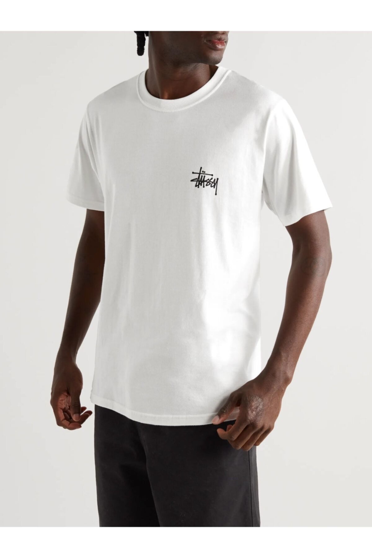 Stussy Beyaz Sırt Baskılı Unisex Kısa Kol T-shirt