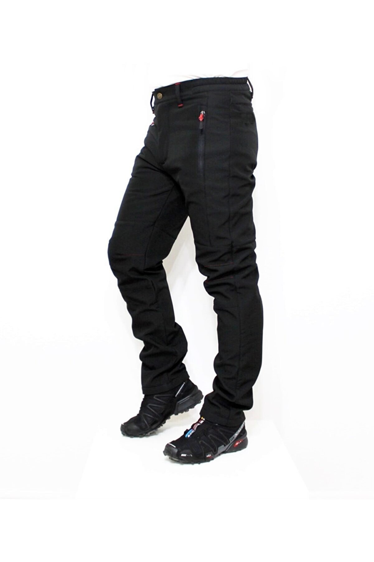 Ysf WorkWear İş Market Outdoor Kışlık Siyah Polarlı Softshell Unisex Motorcu Pantolonu