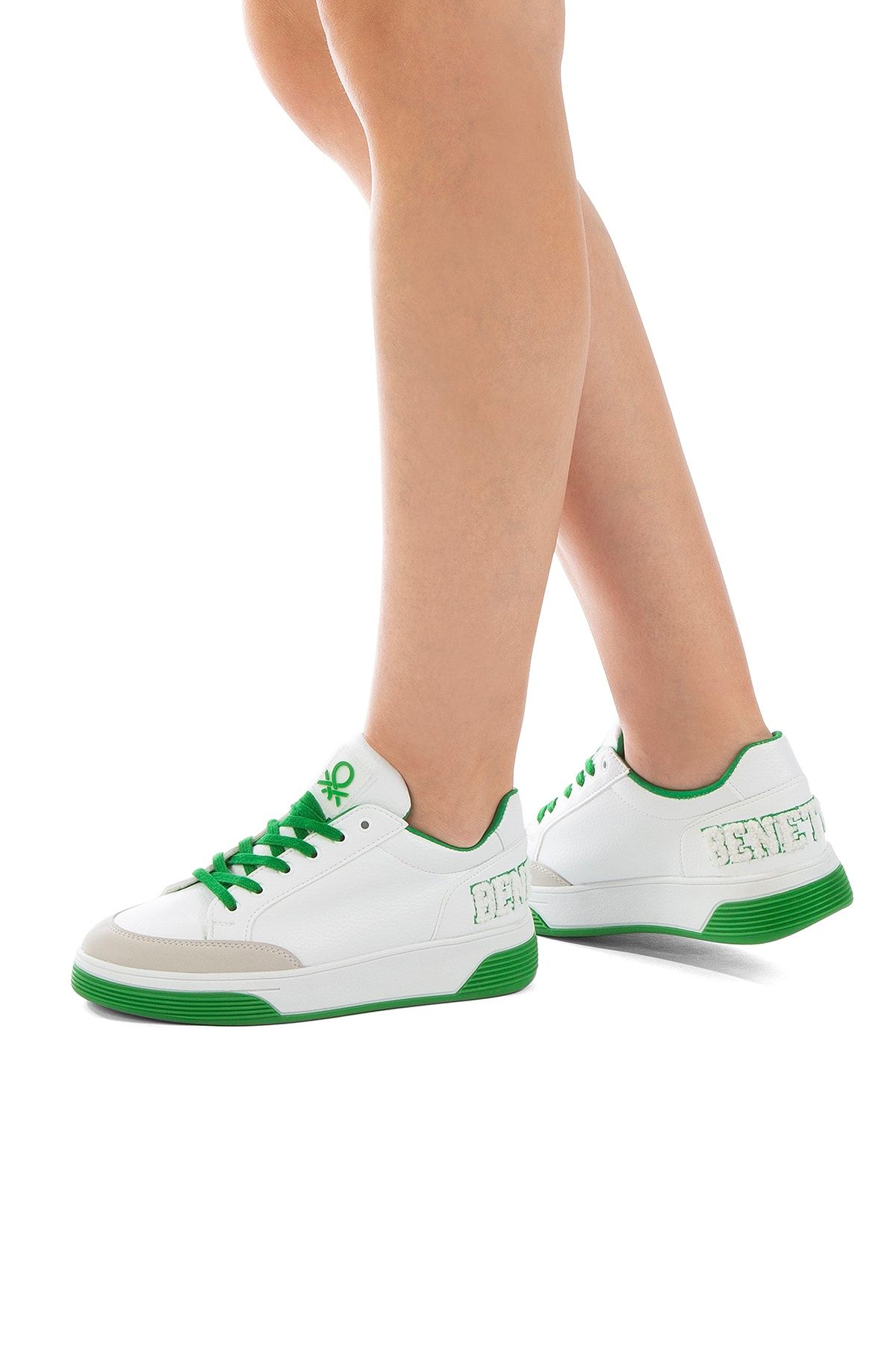 Benetton Bn-30367 Kadın Spor Ayakkabı Beyaz-yeşil