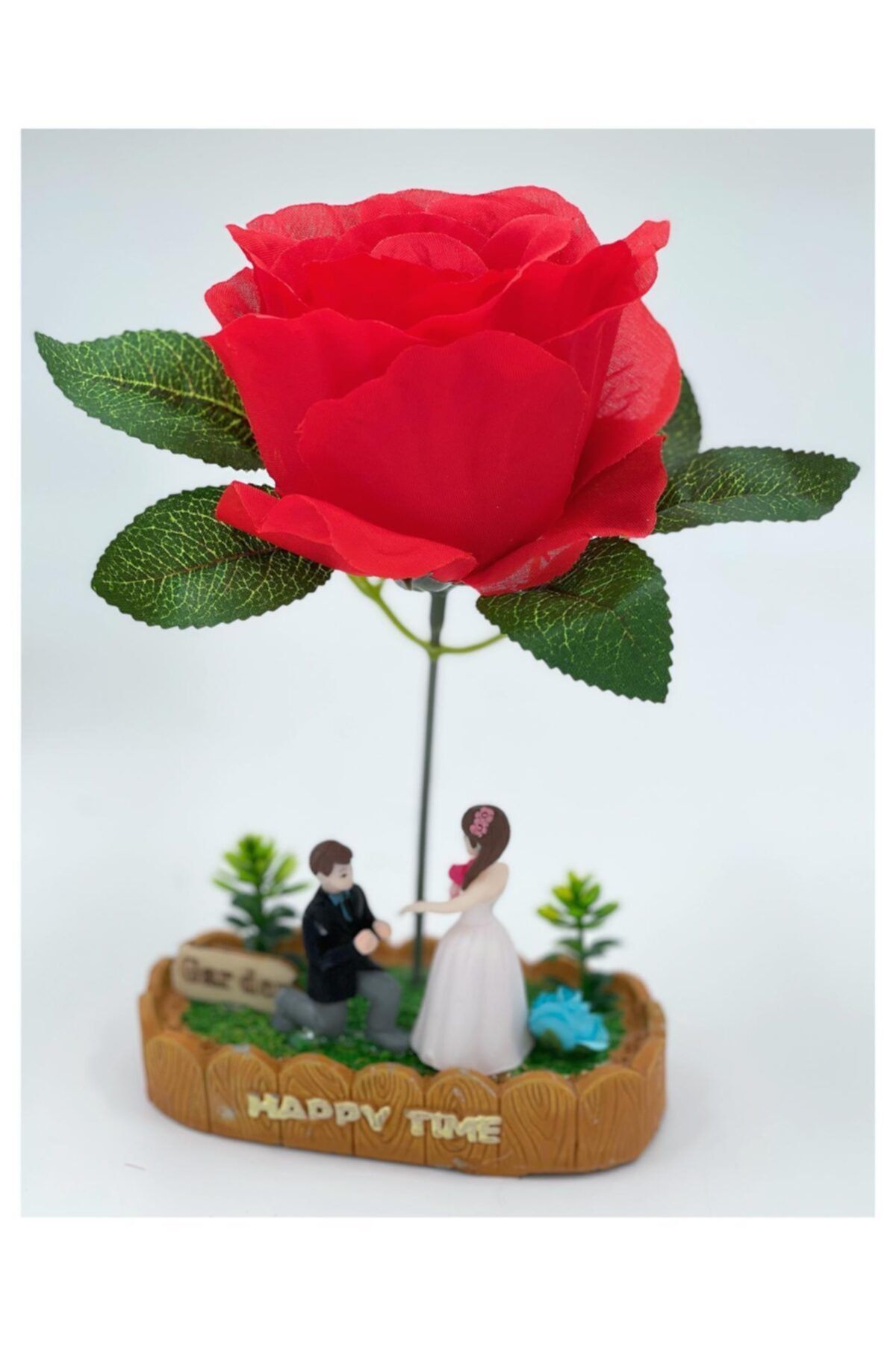 QUEEN AKSESUAR Aşk Masalı Sevgililer Günü Teklif Ilanı Aşk Biblo Dekorasyon Kırmızı Gül Çiçek Kutulu Çiçek