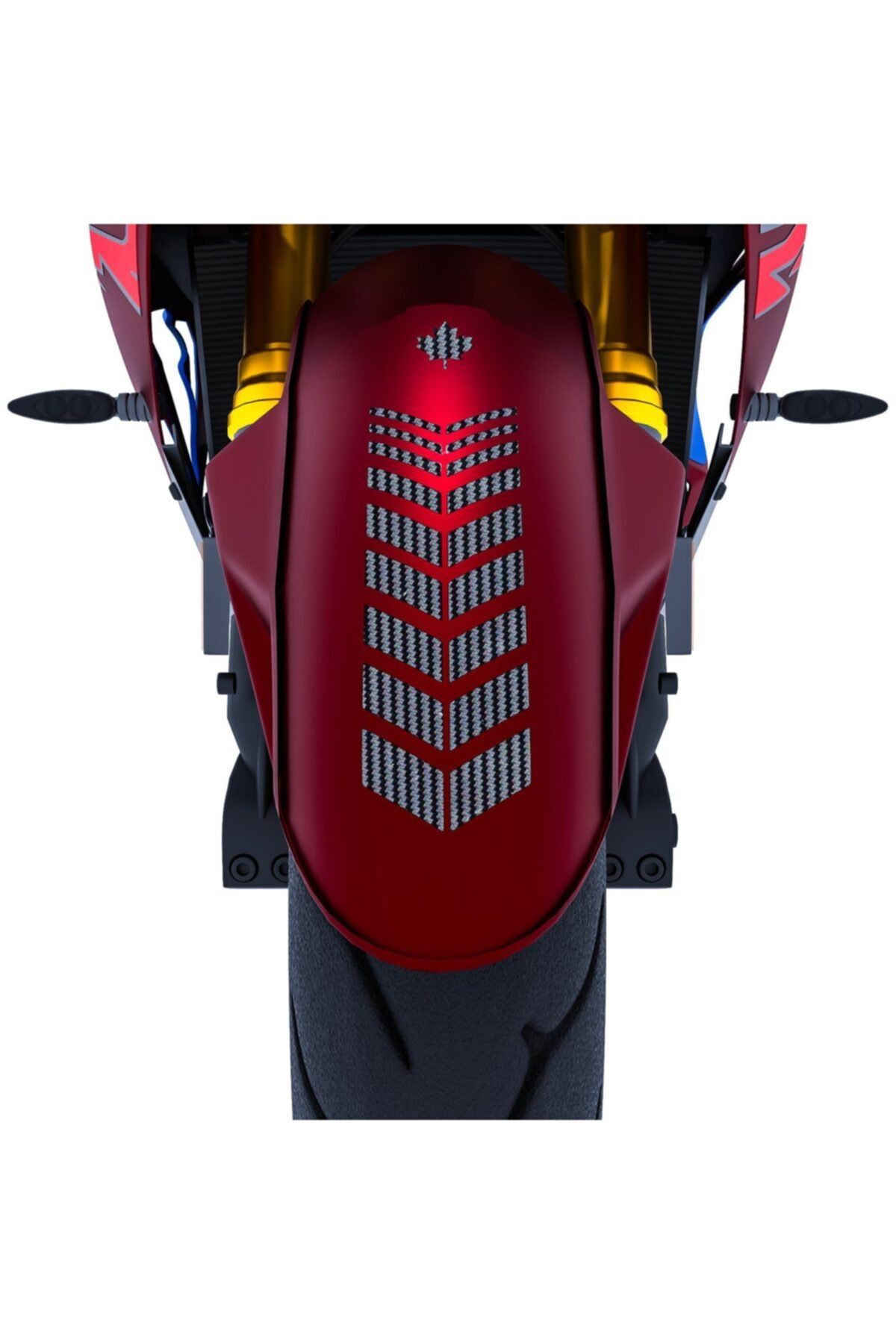 Çınar Extreme 2 Adet Sport Motosiklet Çamurluk Siyah Karbon Fiber Dokulu Kask Sticker