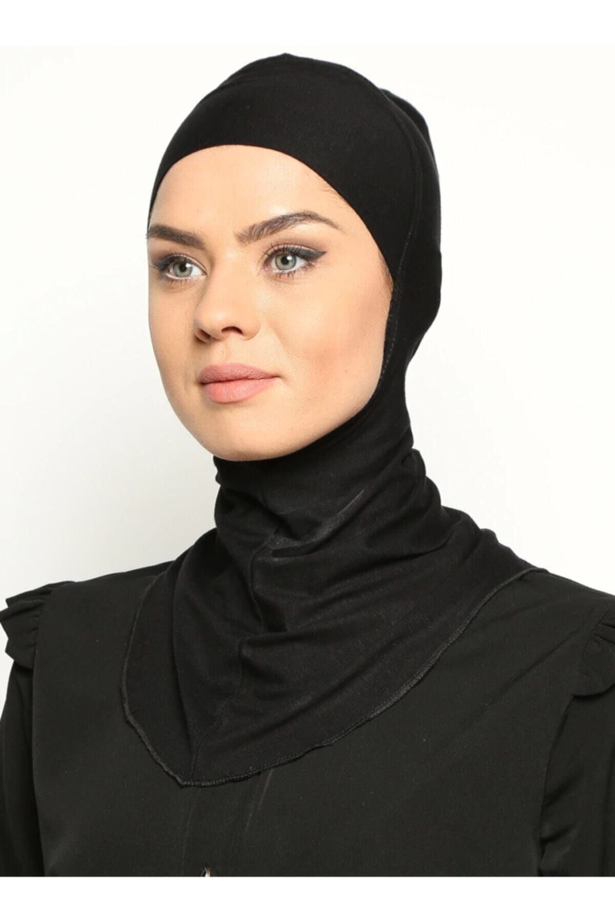 Ecardin Boyunluklu Hijab Bone - Siyah -